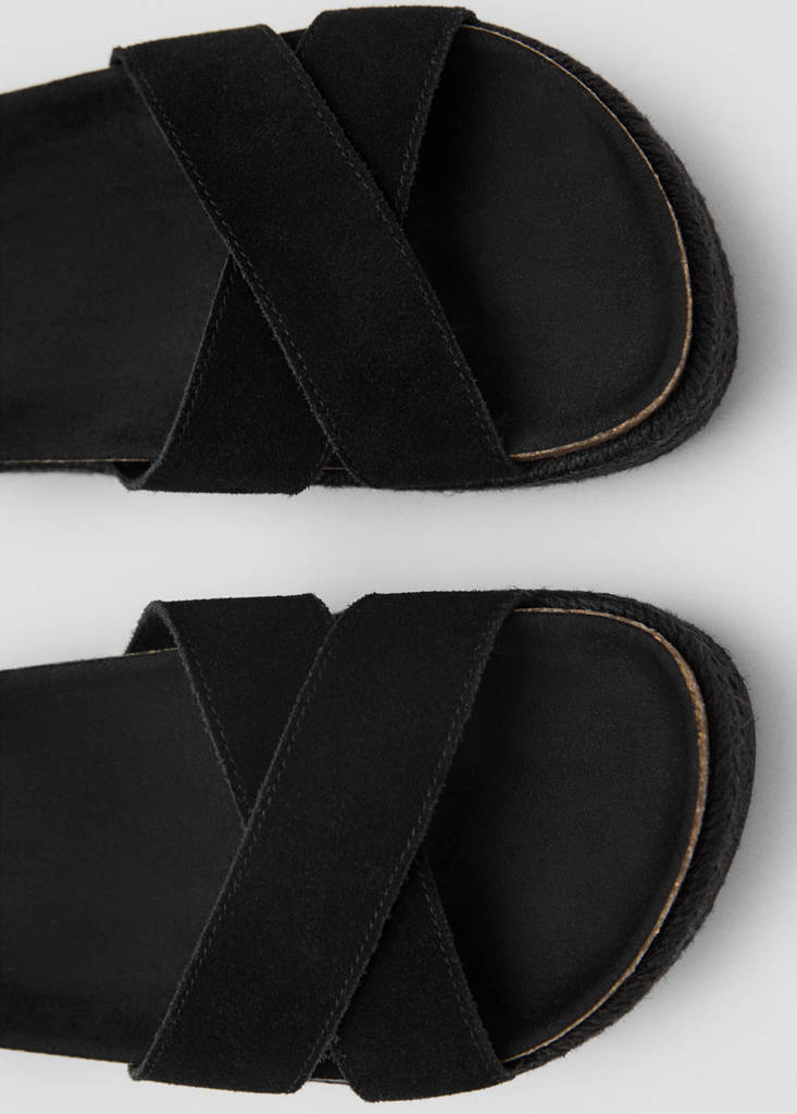 Platform leather sandals — Black