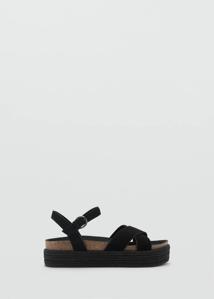 Platform leather sandals — Black