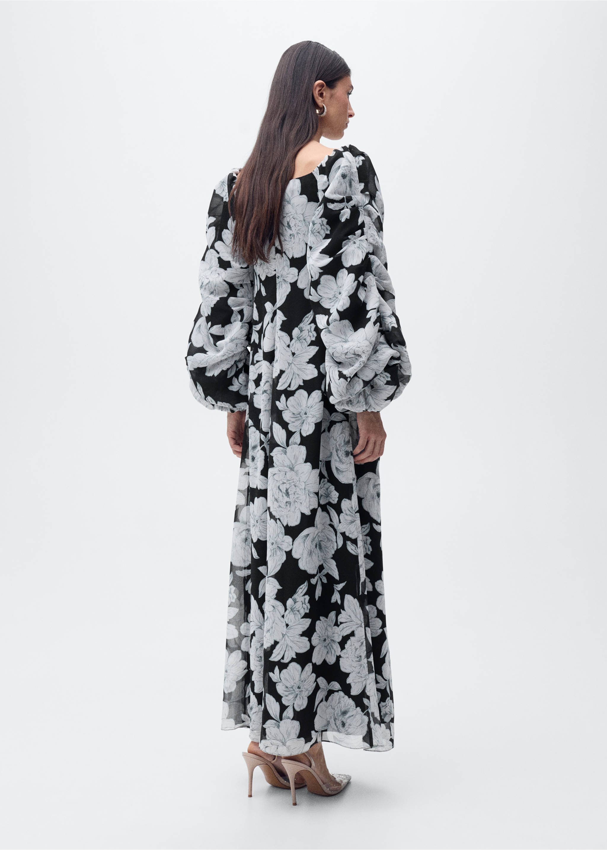 Robe bustier à fleurs - Verso de l’article, Noir. Ref: 87006382-00.