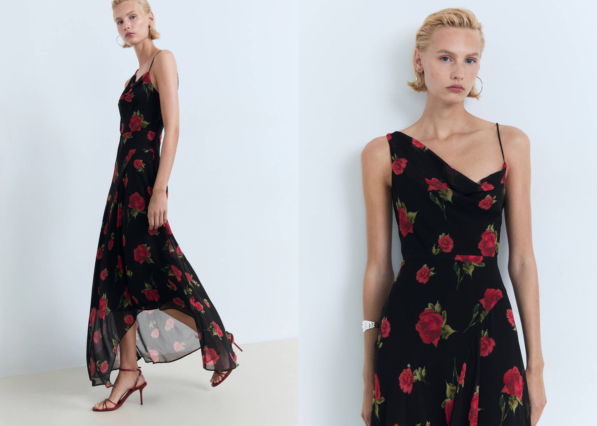 Long floral-print dress - Panoramic plane