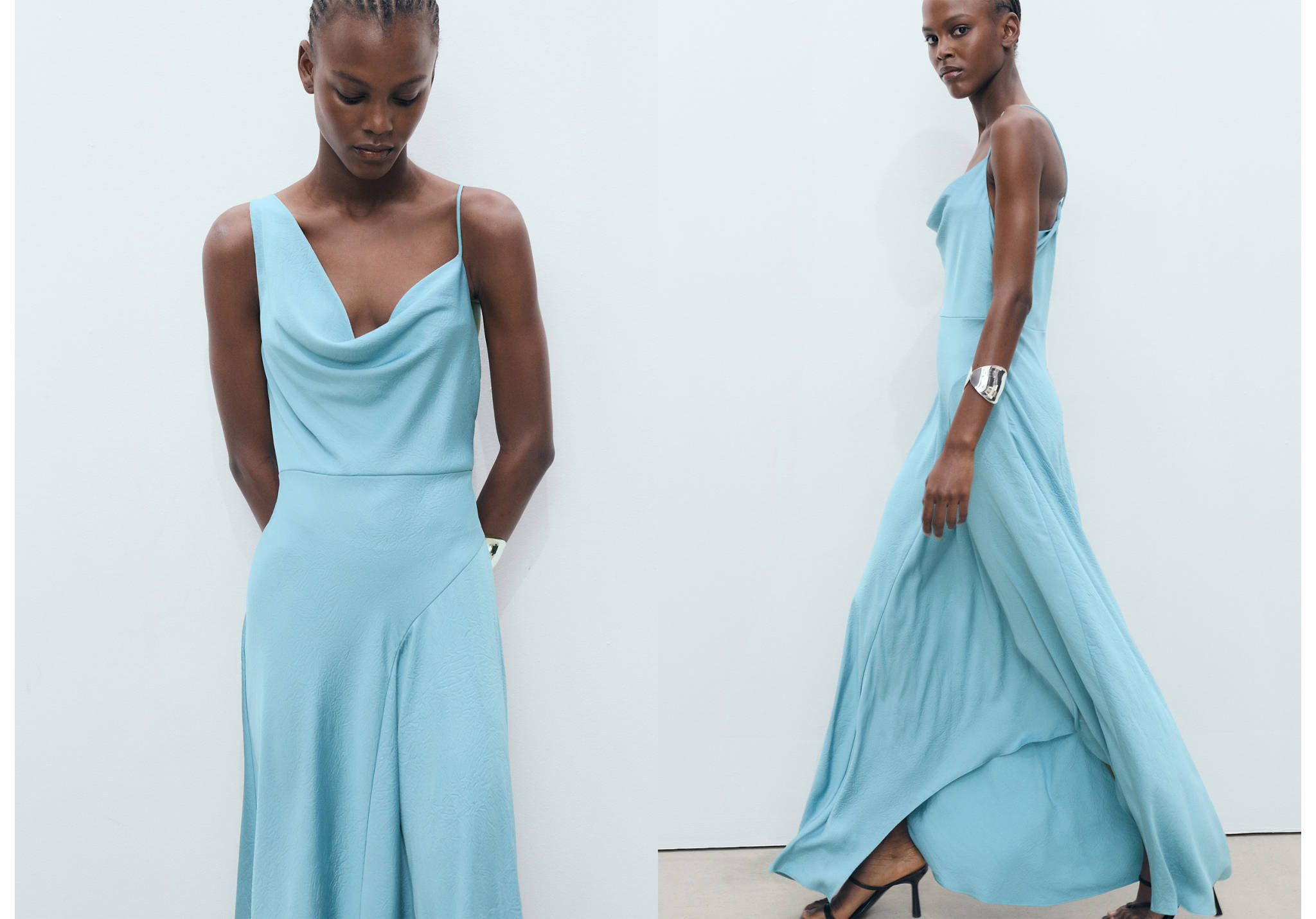 Robe asymétrique effet froissé - Plan panoramique