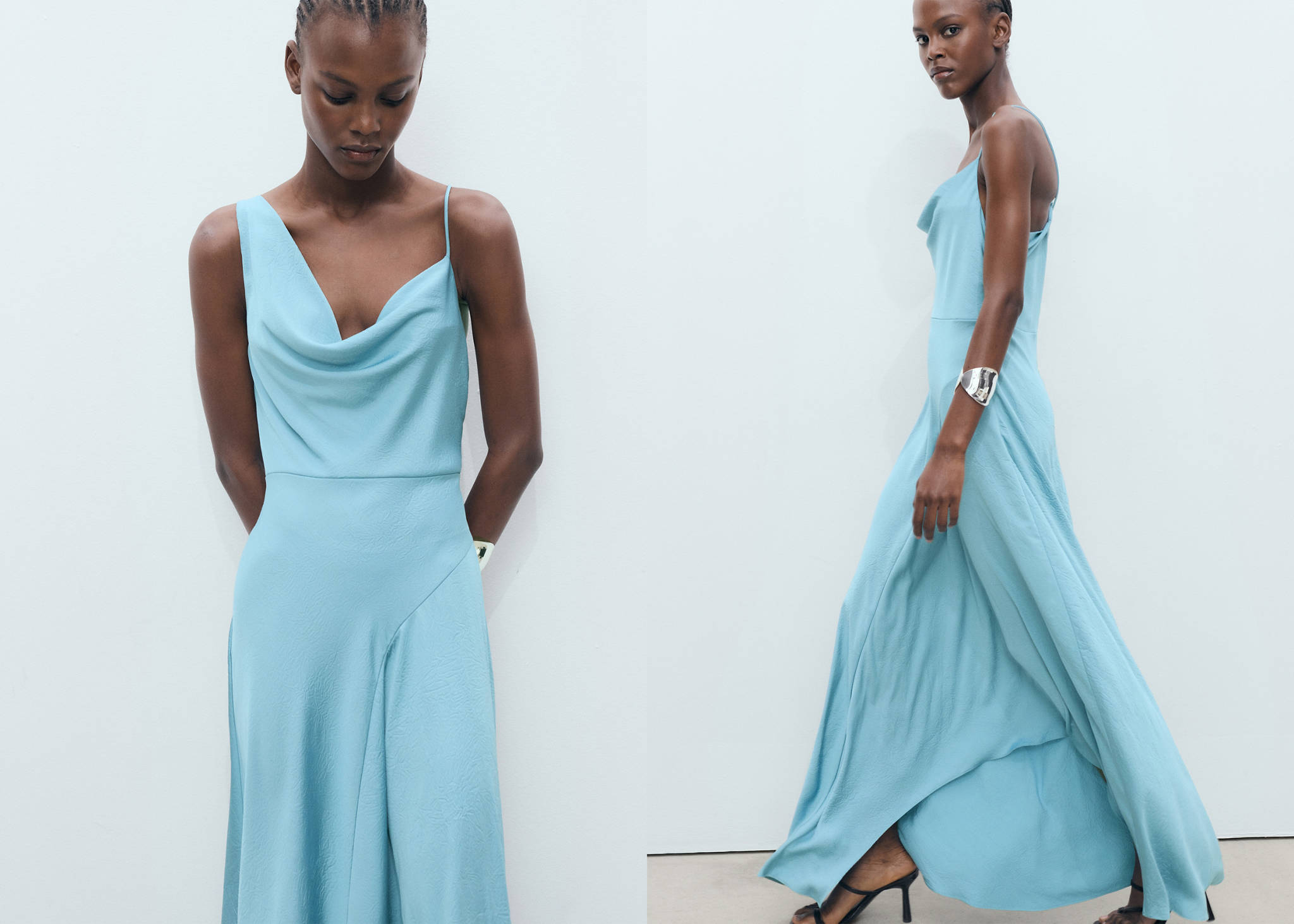 Asymmetrical creased-effect dress - Panoramic plane