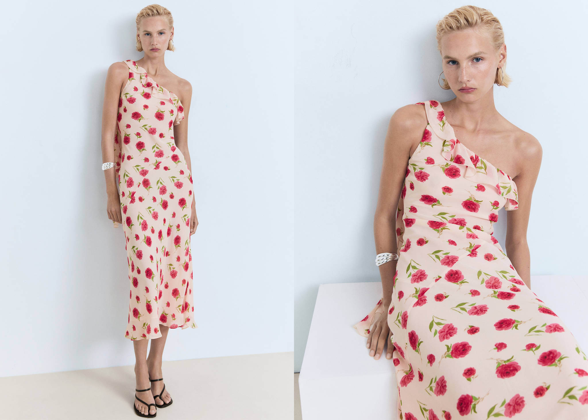 Volant-Kleid mit Blumenmuster - Panoramaansicht