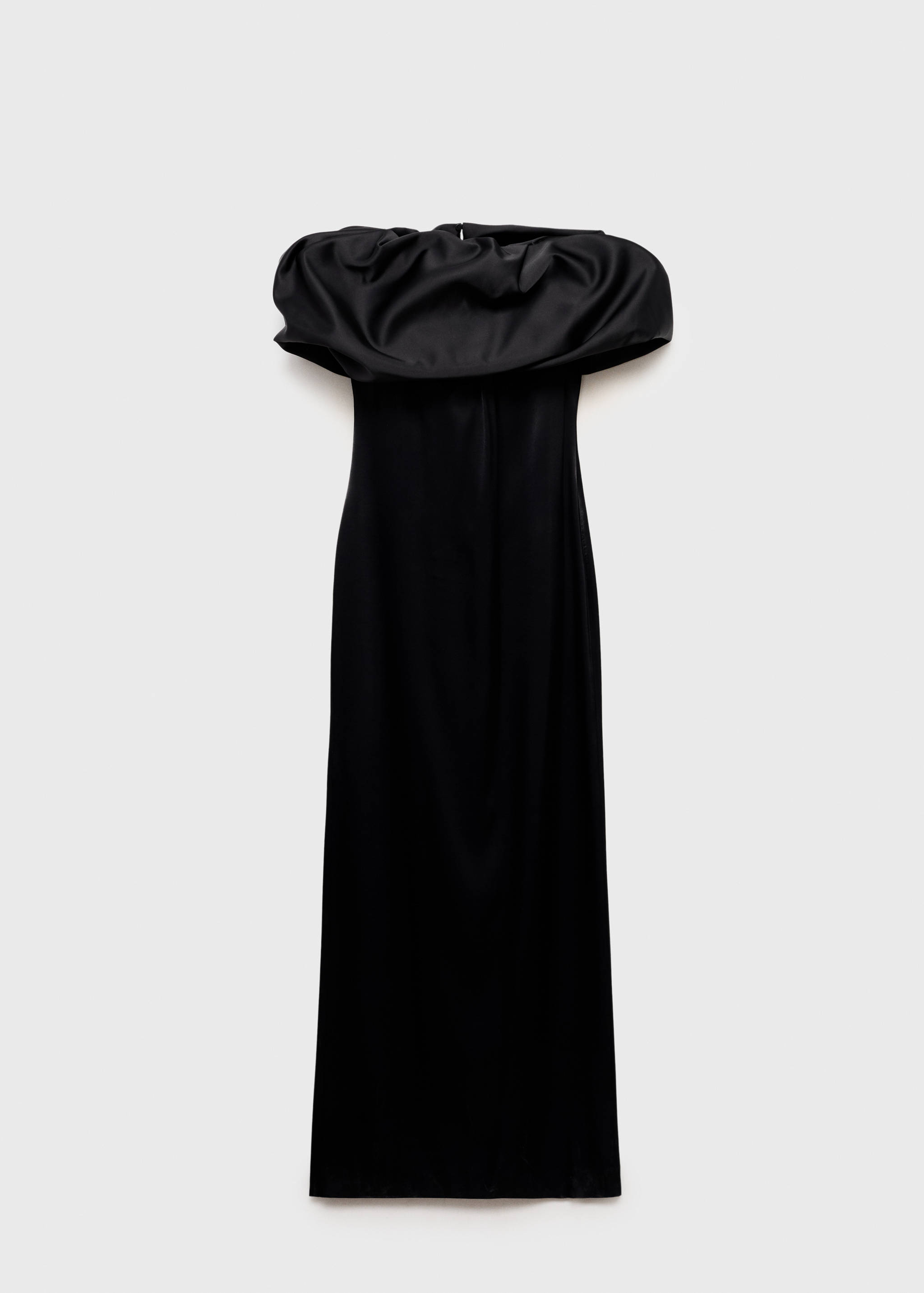 Satin dress with open shoulders and volume - Article without model