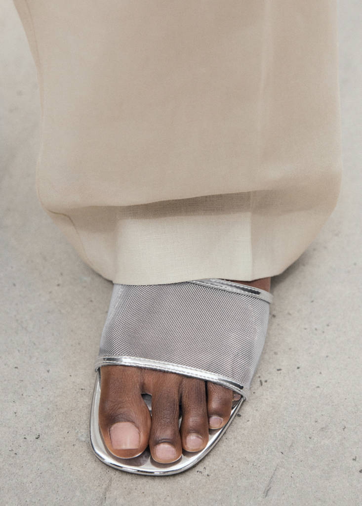 Kitten sandals with mesh strap — Silver