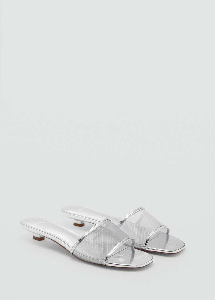 Kitten sandals with mesh strap — Silver