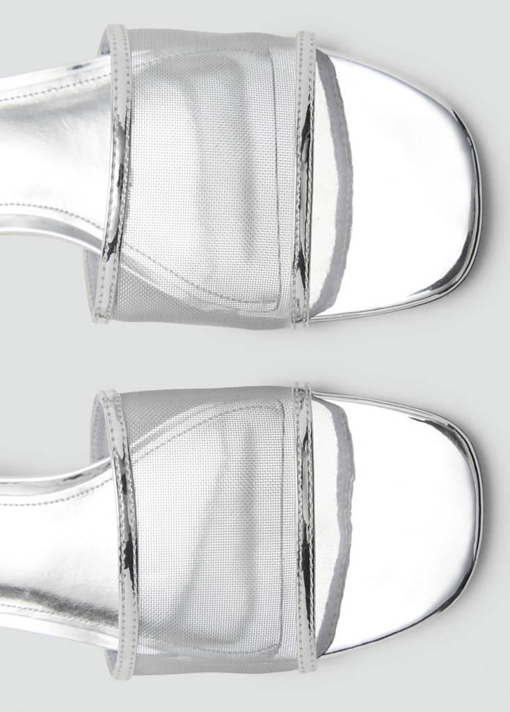 Kitten sandals with mesh strap — Silver