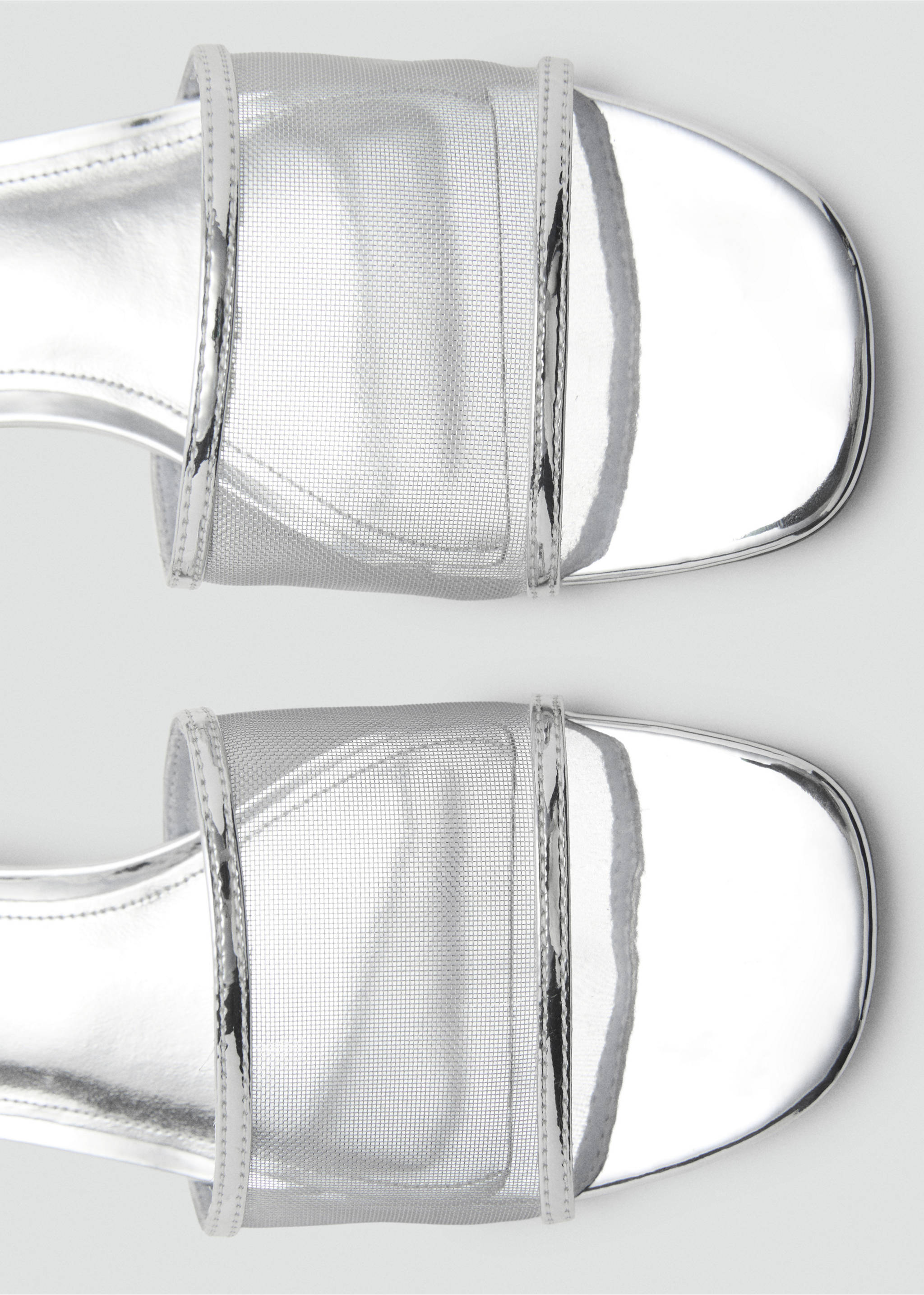 Kitten sandals with mesh strap - Details of the article 1, Silver. Ref: 87006712-00.