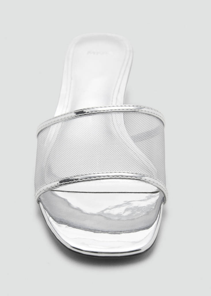 Kitten sandals with mesh strap — Silver