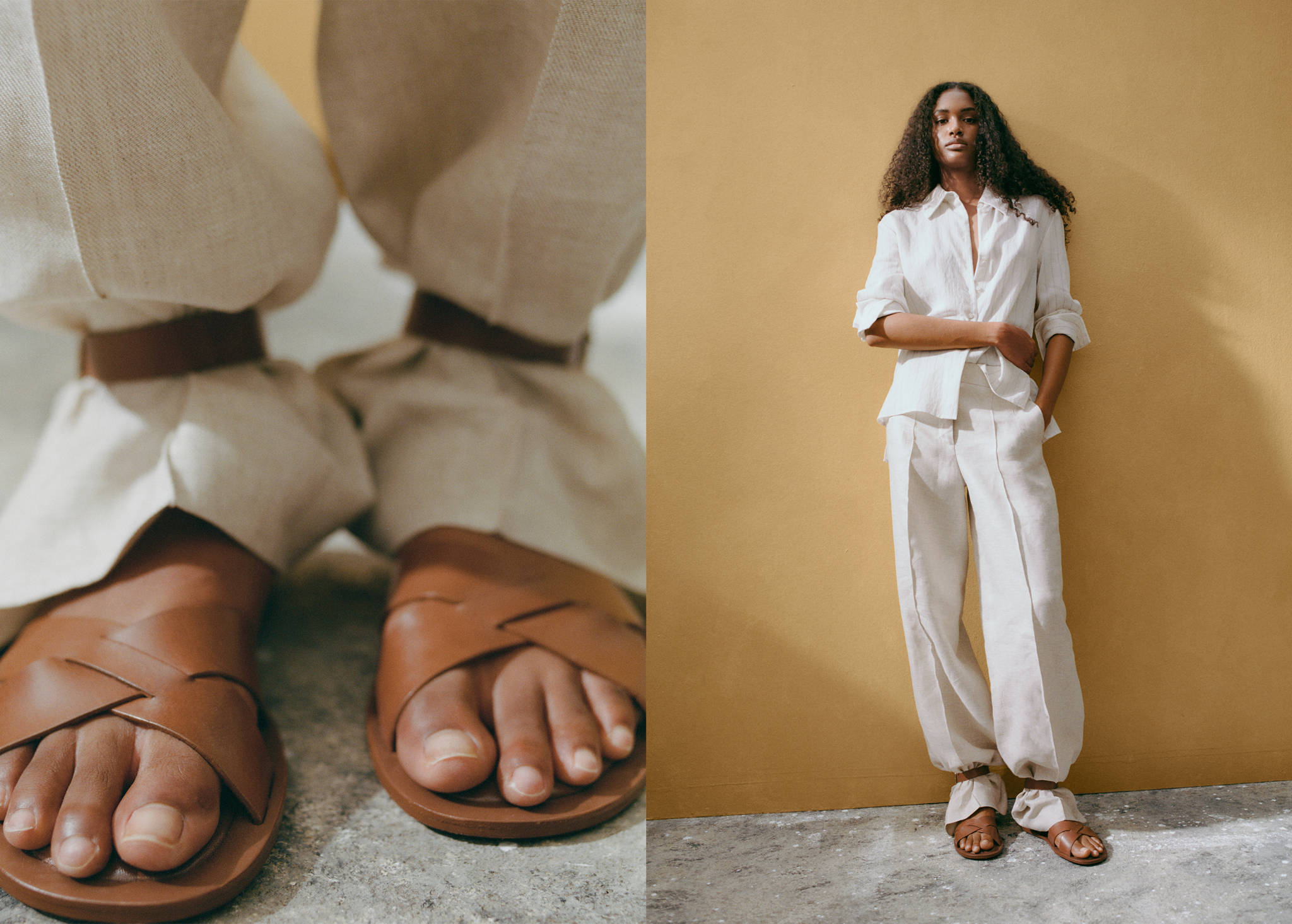 Leather sandals with buckle strap - Panoramic plane