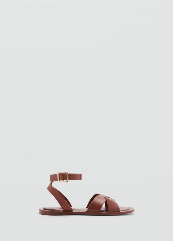 Leather sandals with buckle strap — Leather
