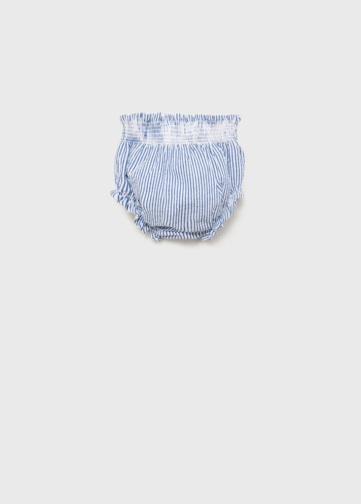 Striped cotton shorts — Blue