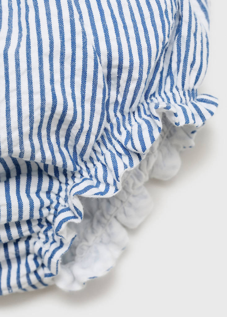 Striped cotton shorts — Blue