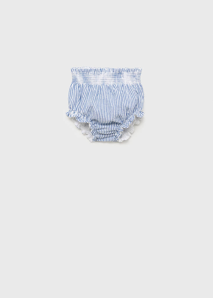 Striped cotton shorts — Blue
