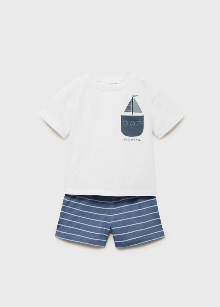 MANGO KIDS - Lot pyjama court coton bleu marine - 18-24 mois - Bébé garçon