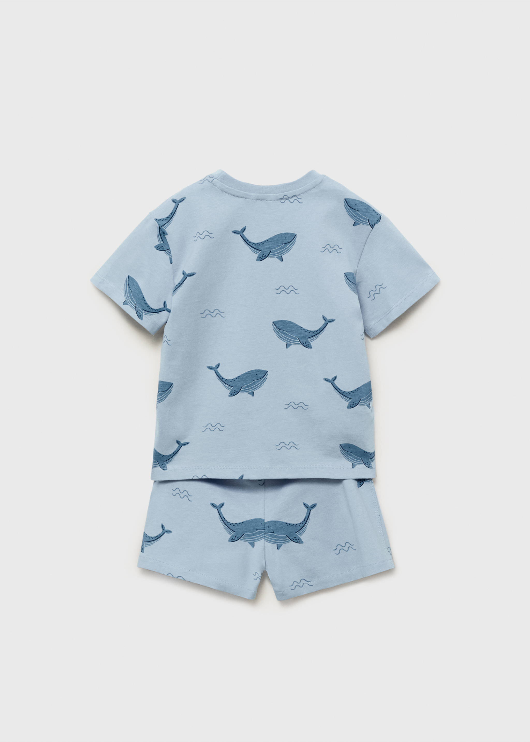 Pack pijama algodón corto - Reverso del artículo, Azul. Ref: 87006731-00.