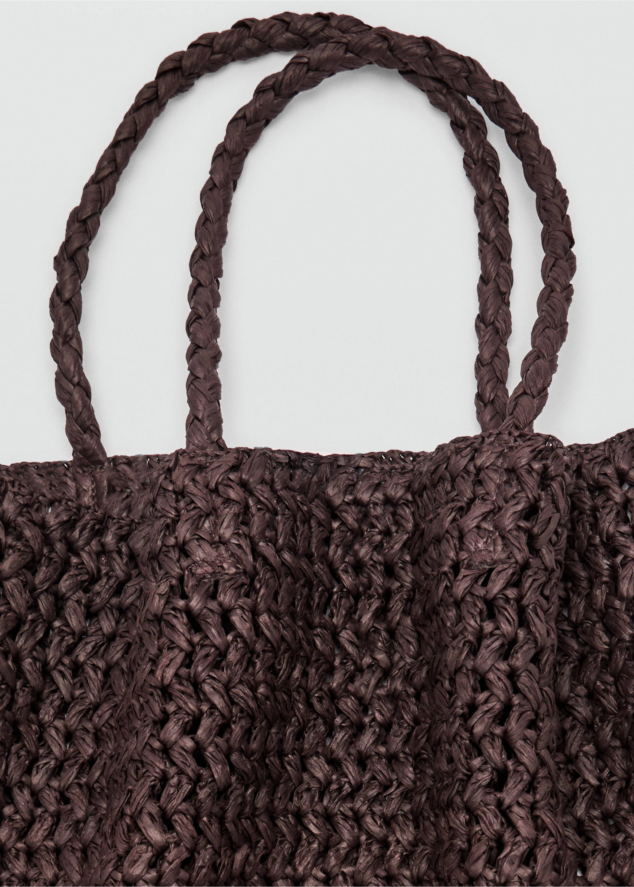 Dark brown woven bag with braided top handles., Chocolate. Ref: 87007165-01.