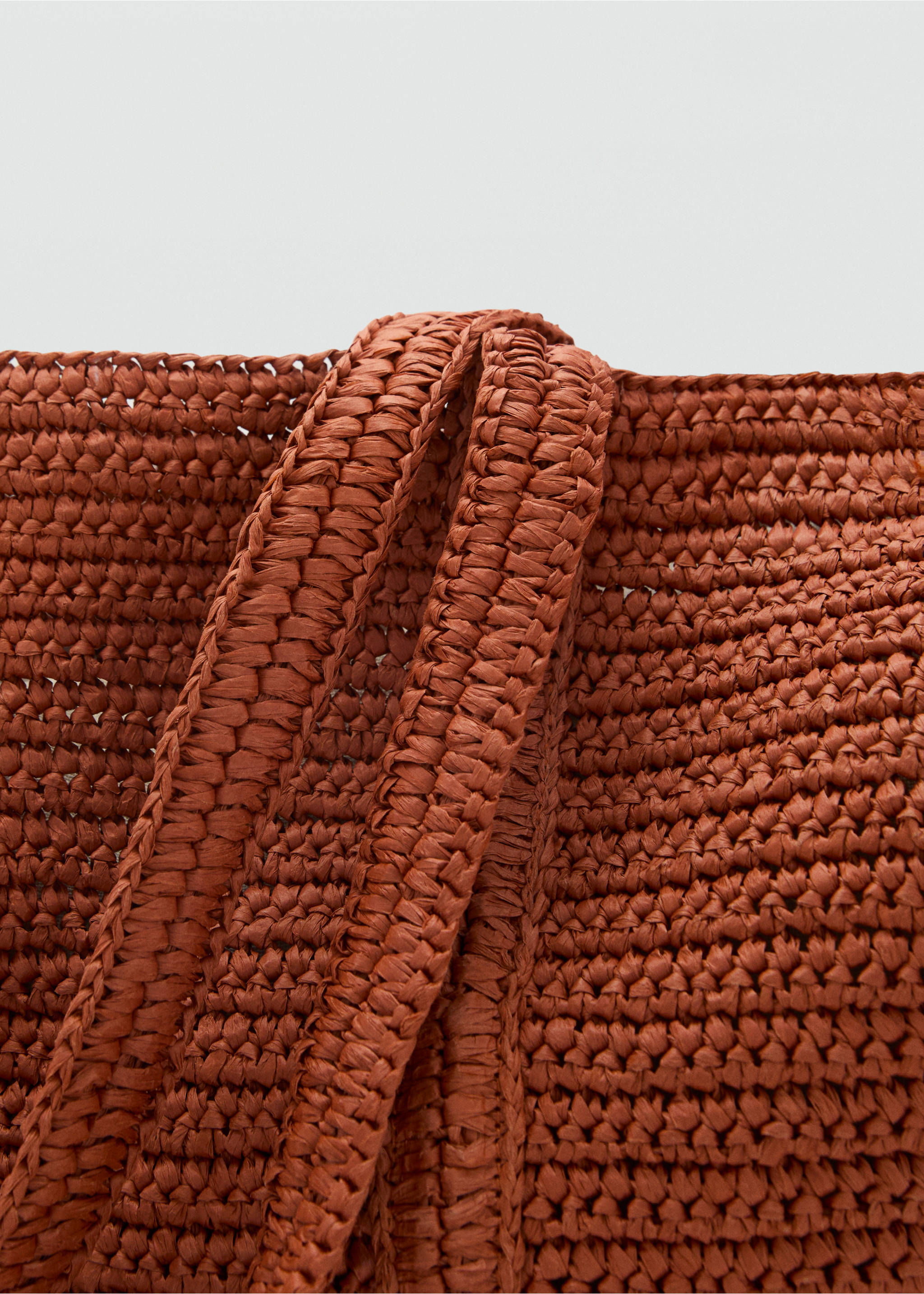 Natural fibre double-handle shopping bag - Details of the article 3, Burnt Orange. Ref: 87007166-00.
