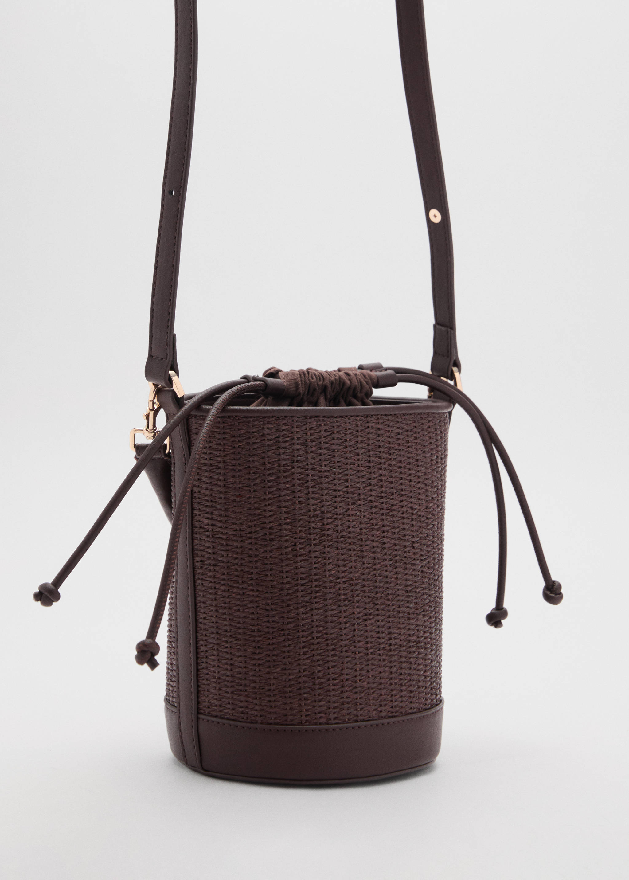 Small raffia bucket bag - Medium plane