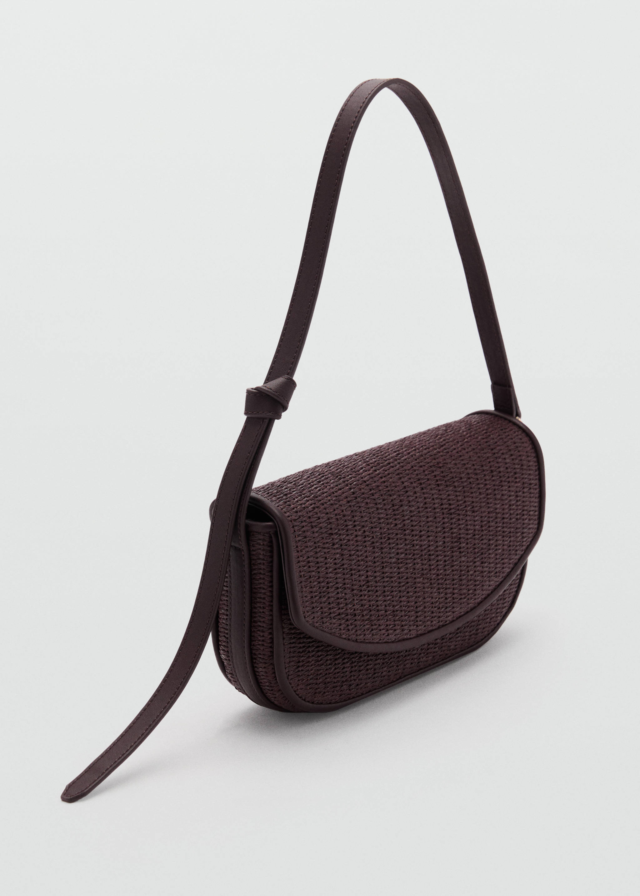 Raffia shoulder bag with flap - Medium plane