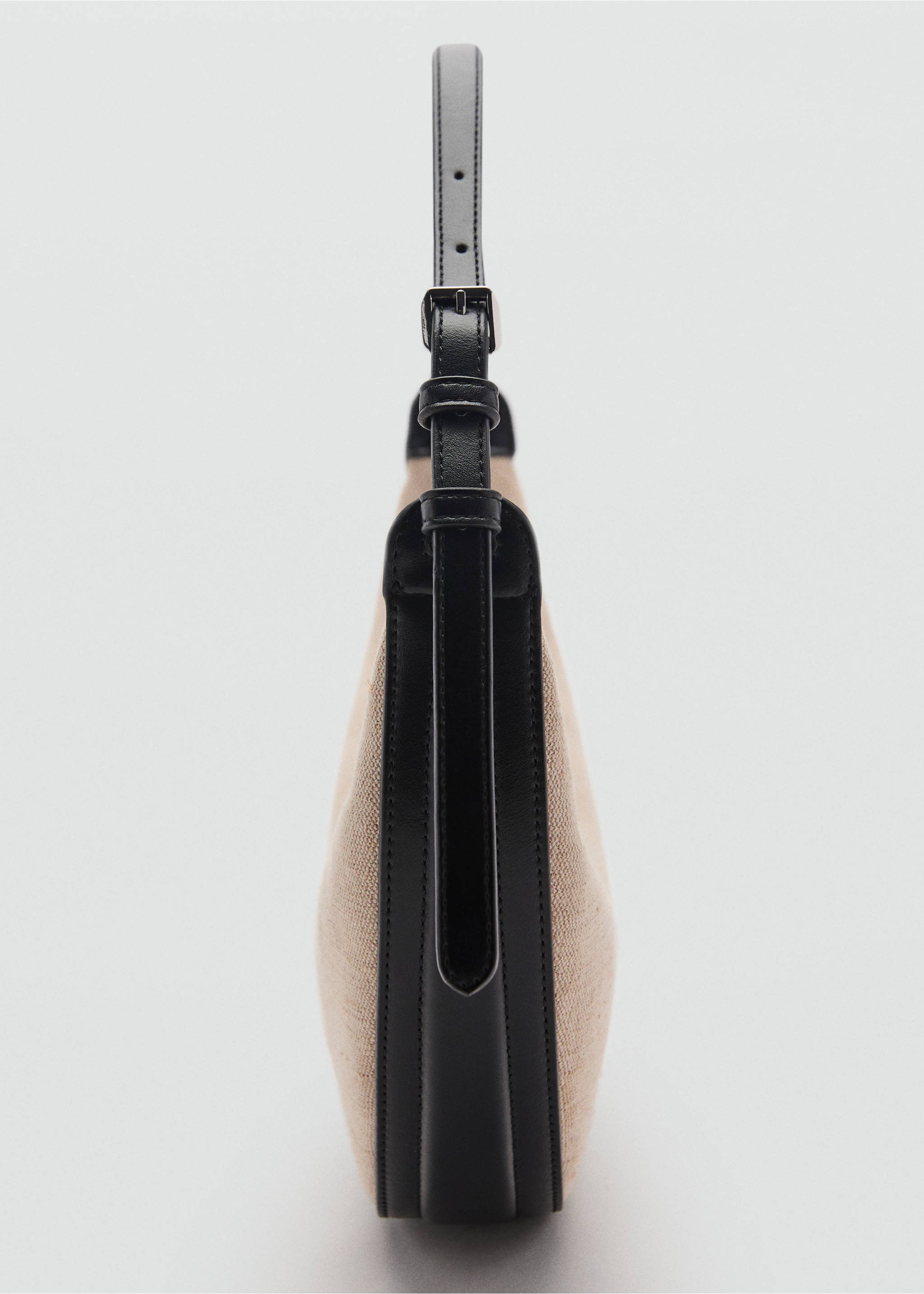 Mini oval linen-blend shoulder bag - Details of the article 1, Black. Ref: 87007169-00.