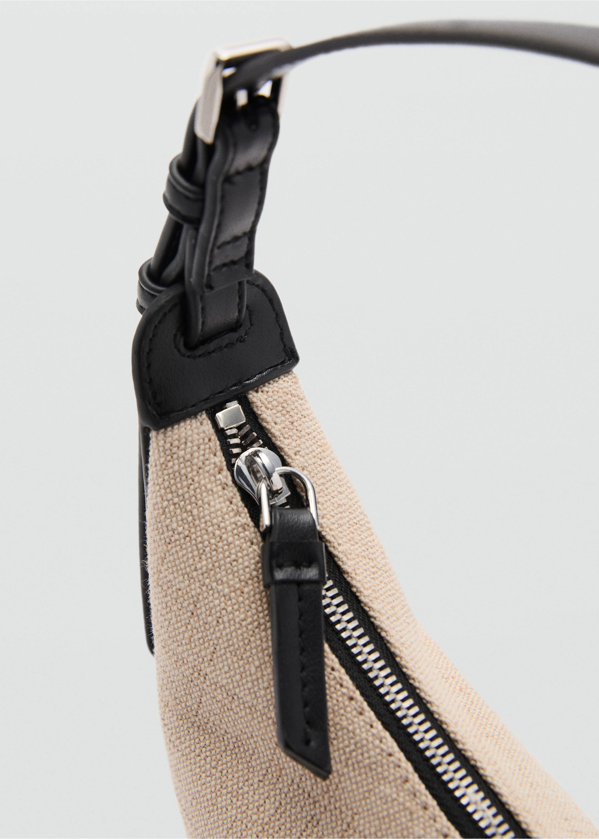 Mini oval linen-blend shoulder bag - Details of the article 2, Black. Ref: 87007169-00.