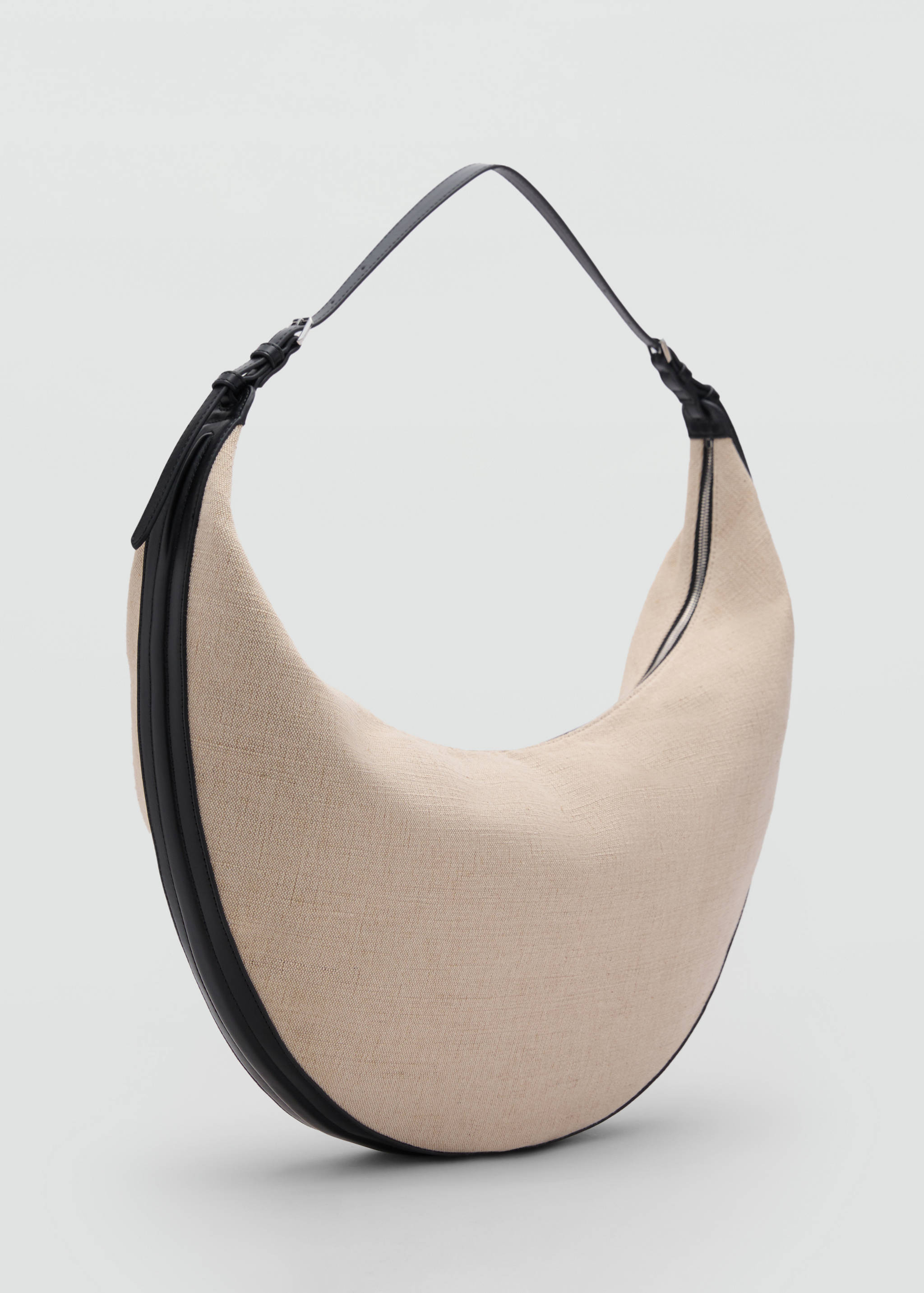 Oval linen-blend shoulder bag - Medium plane