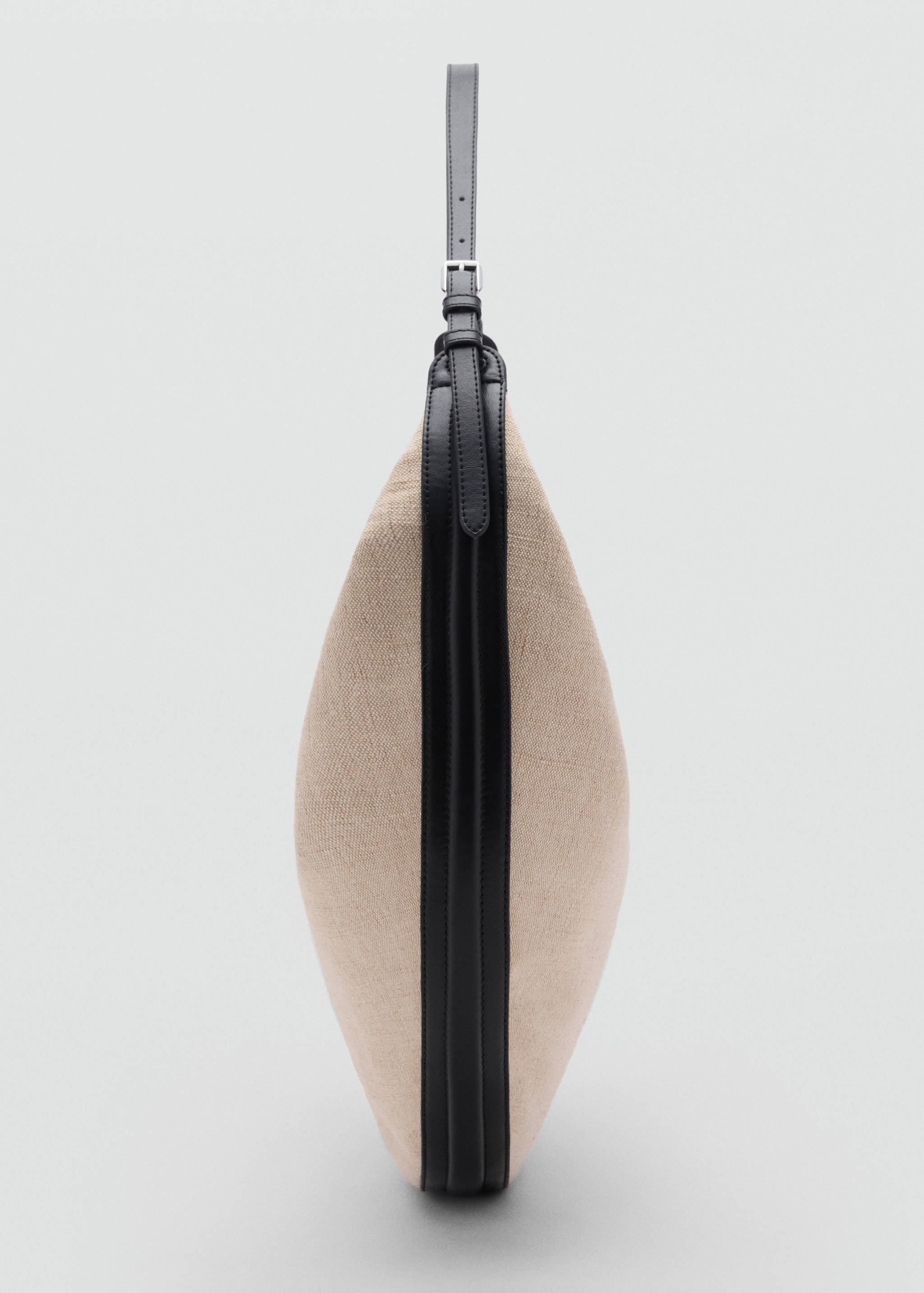 Oval linen-blend shoulder bag - Details of the article 1