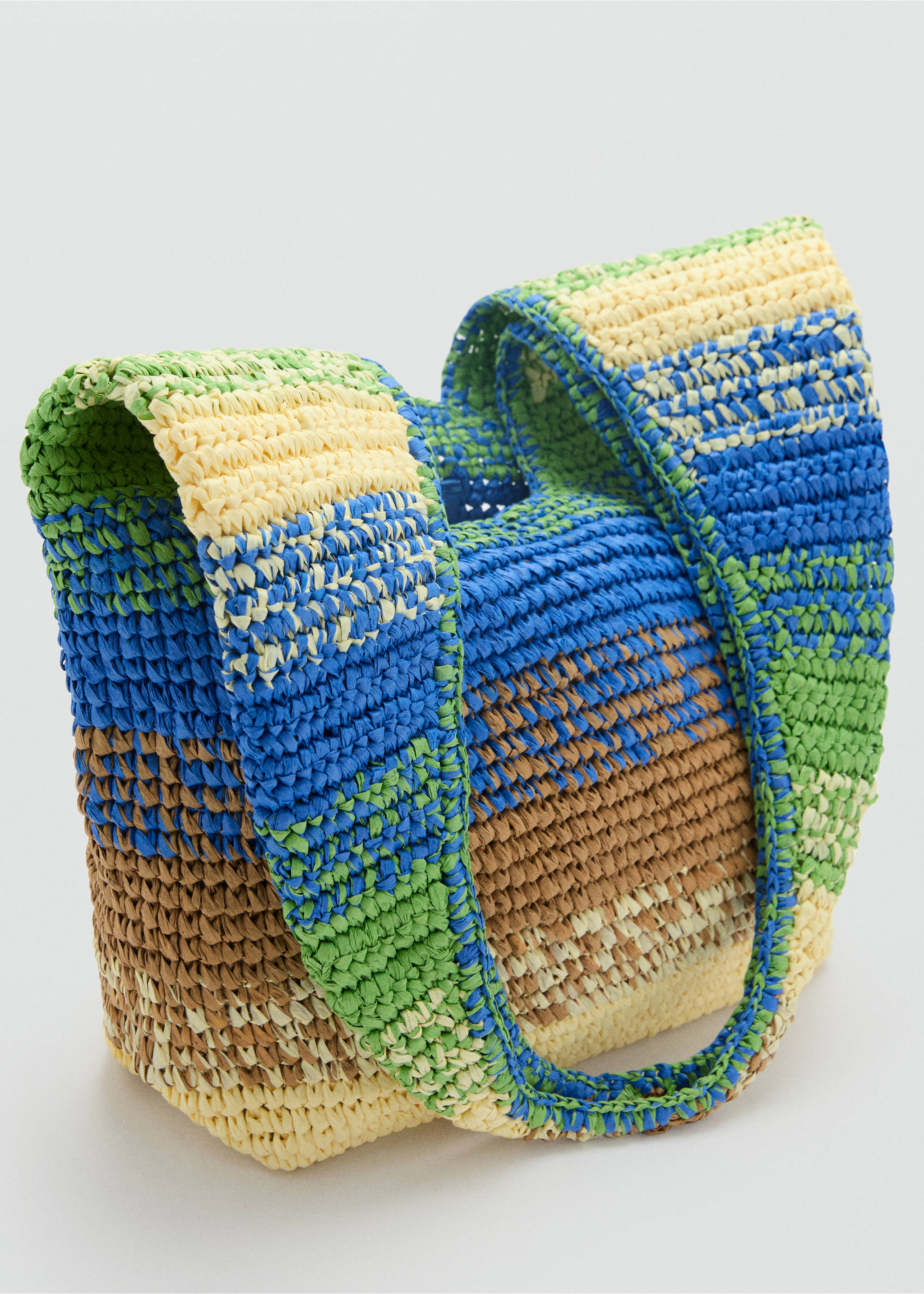 Natural fibre gradient shopping bag - Details of the article 1, Green. Ref: 87007172-00.