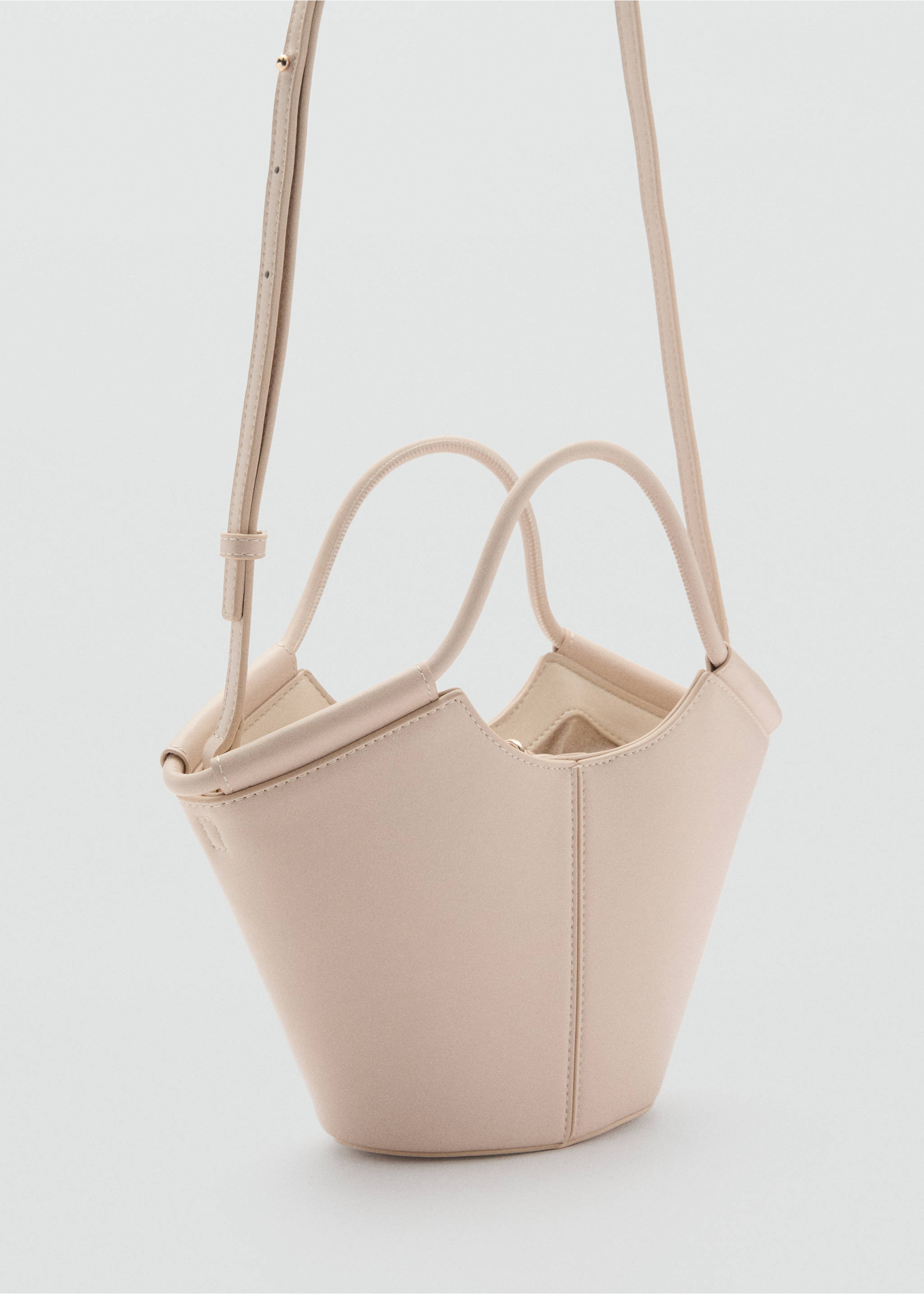 Bolso bandolera mini estilo shopper - Plano medio, Blanco roto. Ref: 87007174-00.