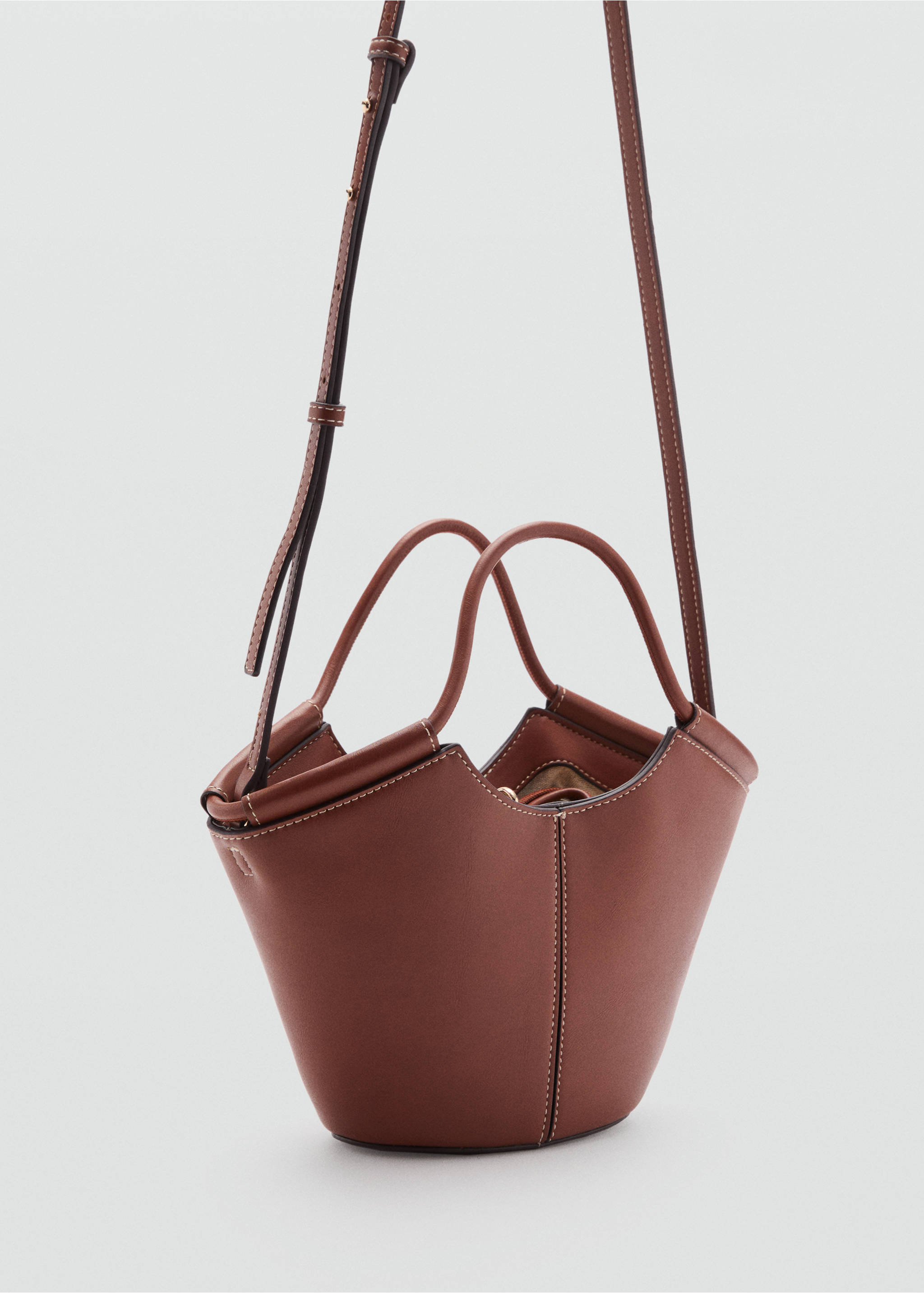 Bolso bandolera mini estilo shopper - Plano medio, Cuero. Ref: 87007174-00.