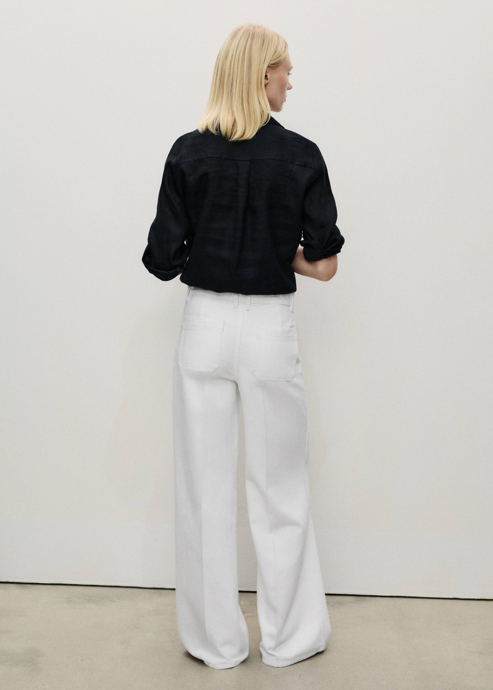 Calças de ganga wideleg com bolsos - Verso do artigo