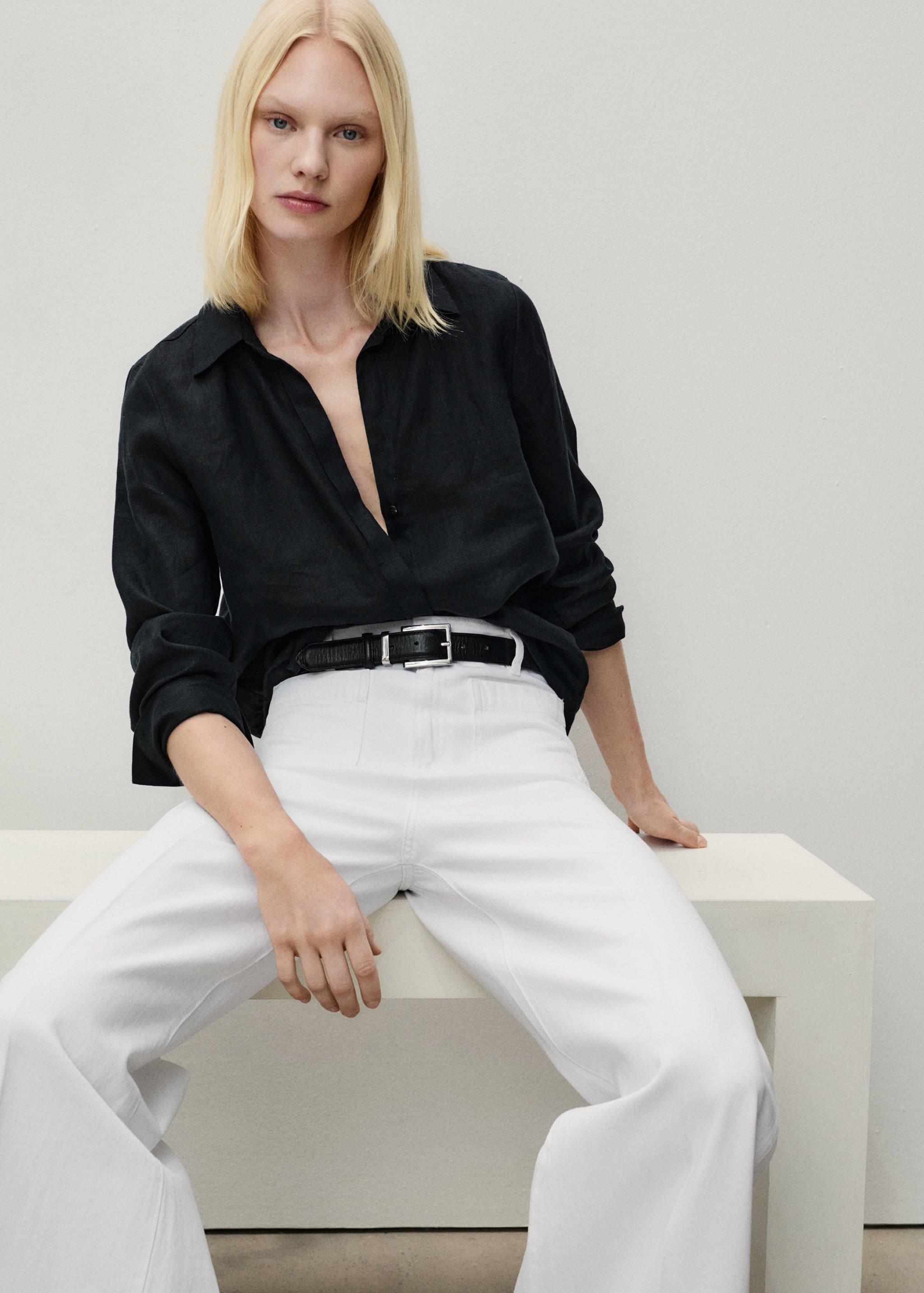 Calças de ganga wideleg com bolsos - Pormenor do artigo 2