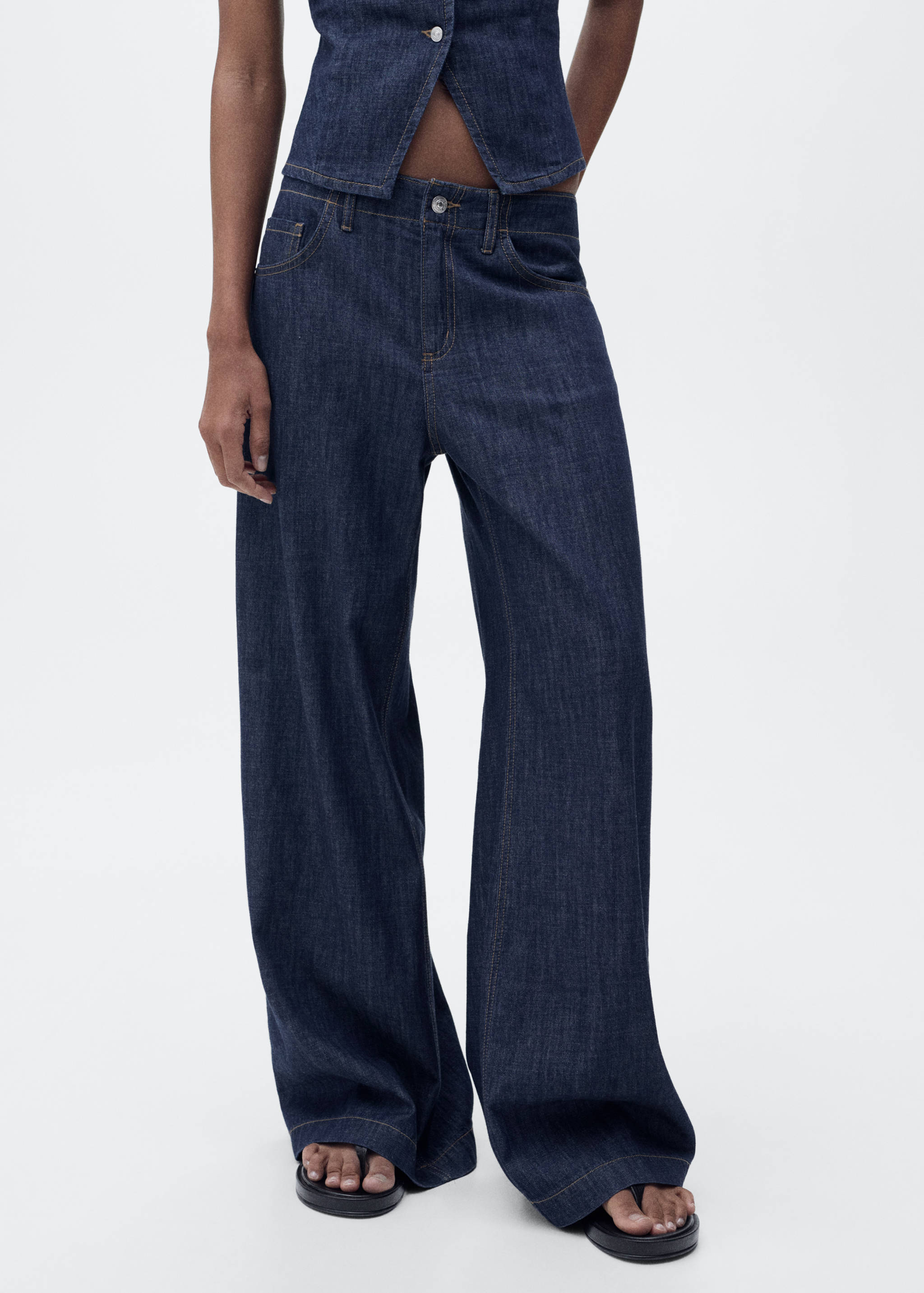 Mid-rise wideleg jeans - Middenvlak