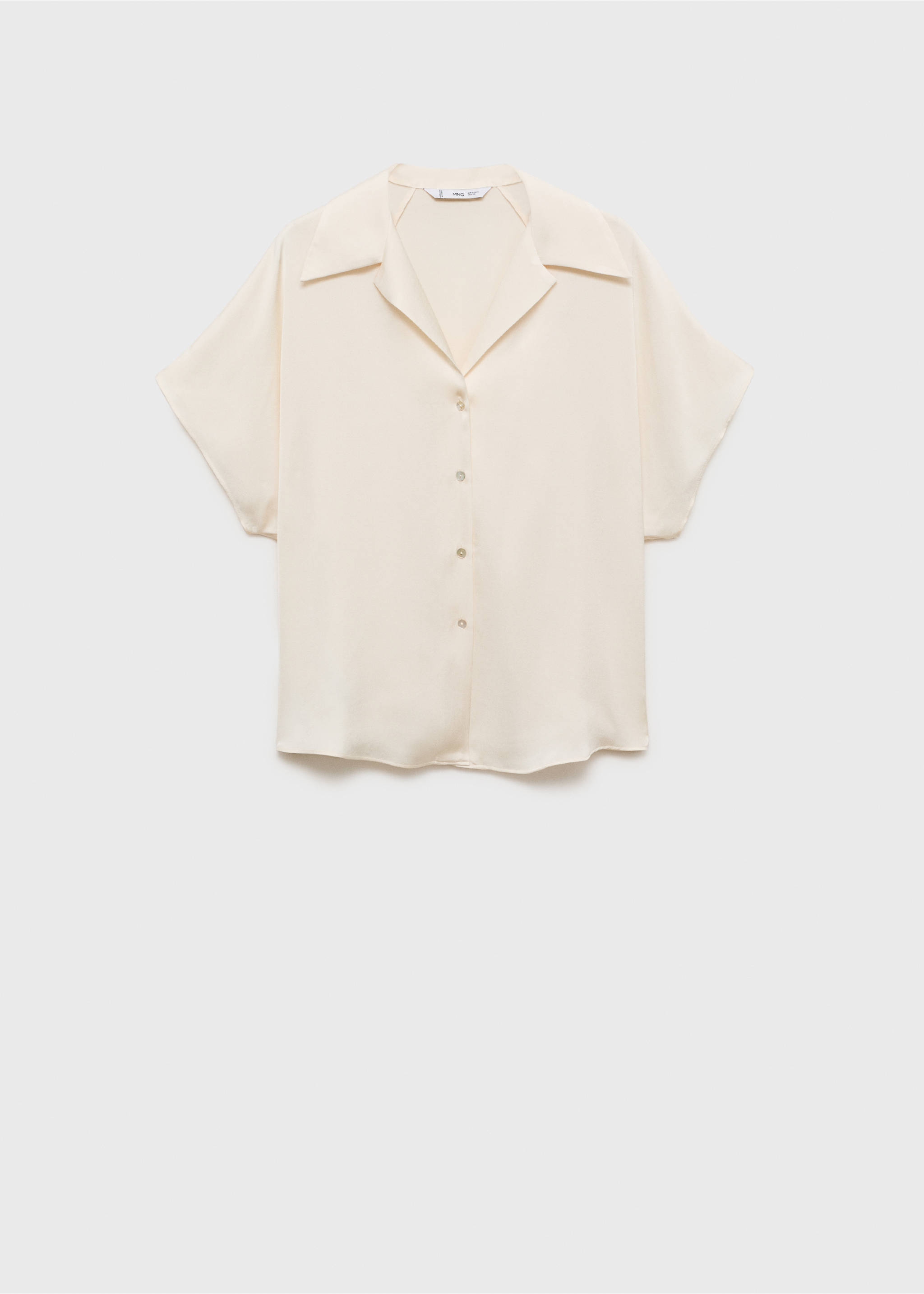 Short-sleeved satin shirt - Article without model, Off White. Ref: 87007185-00.