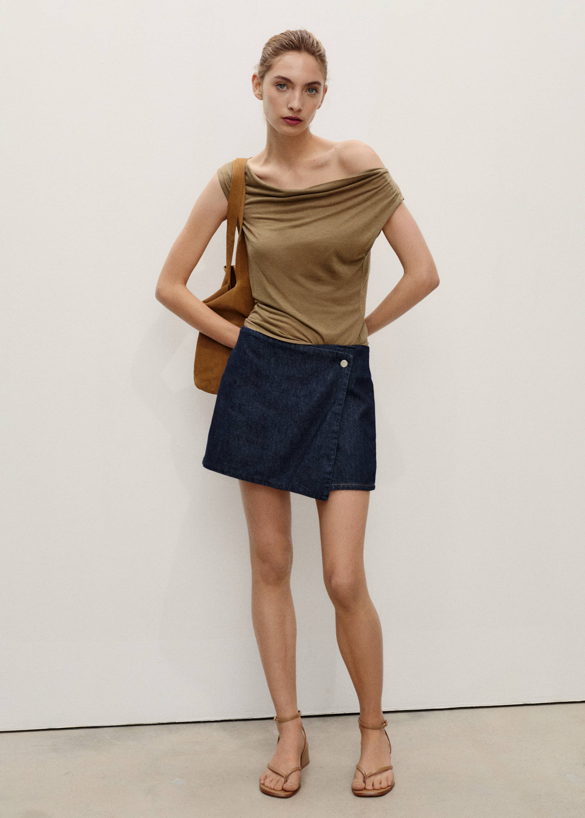 Wrapped denim skort - General plane