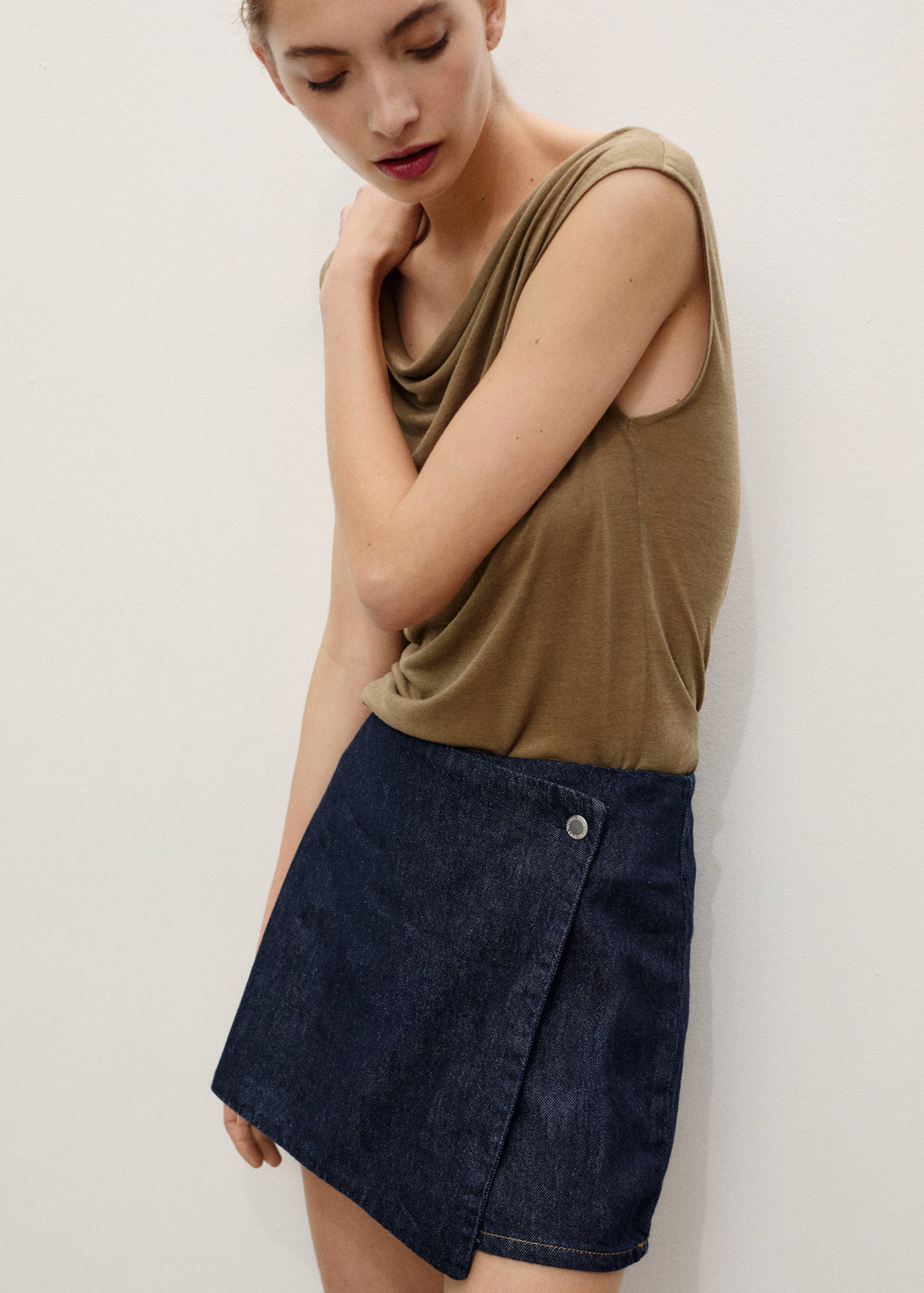 Wrapped denim skort - Details of the article 1