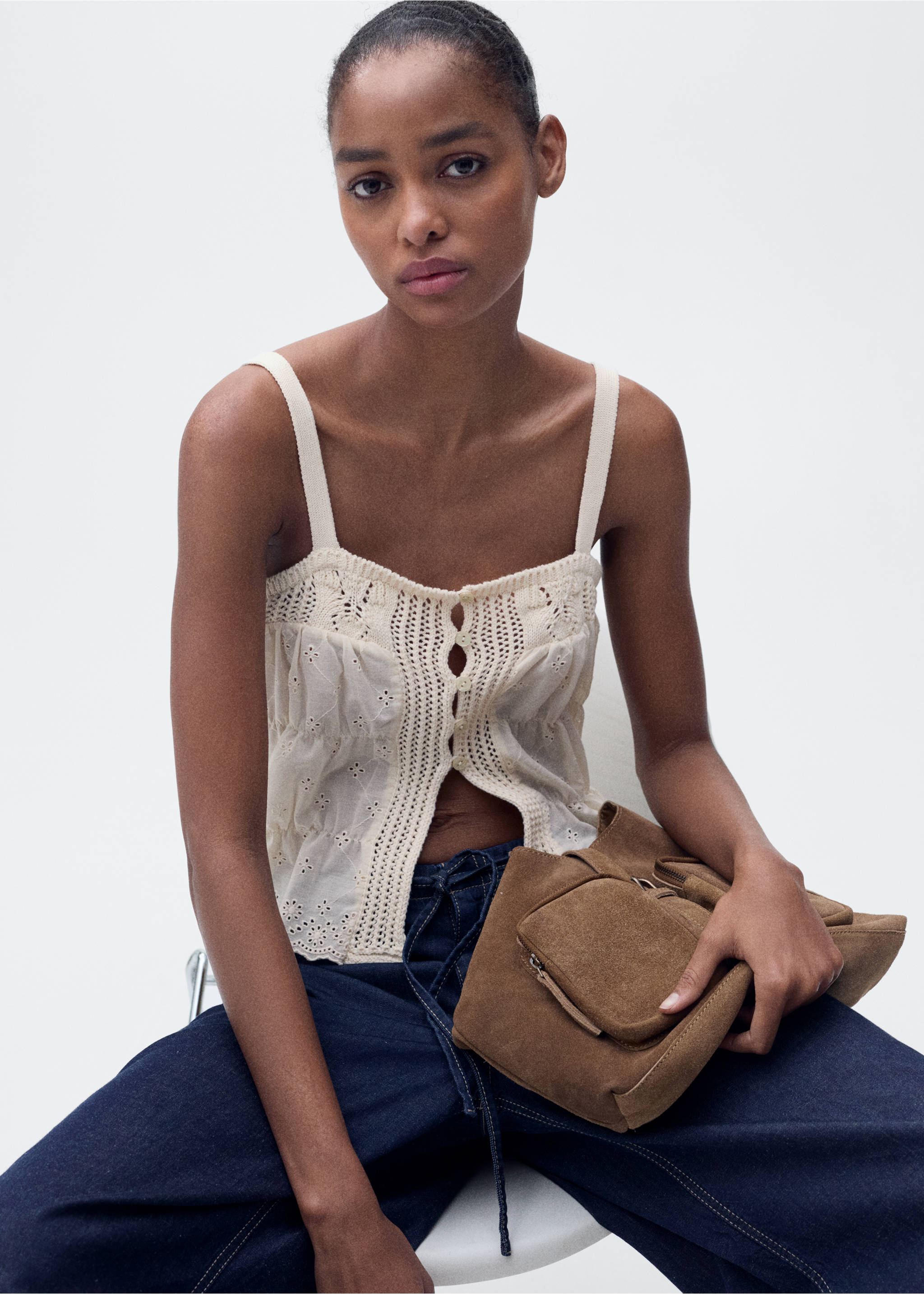 Top combinado detalles calados - Detalle del artículo 2, Crudo. Ref: 87007194-00.