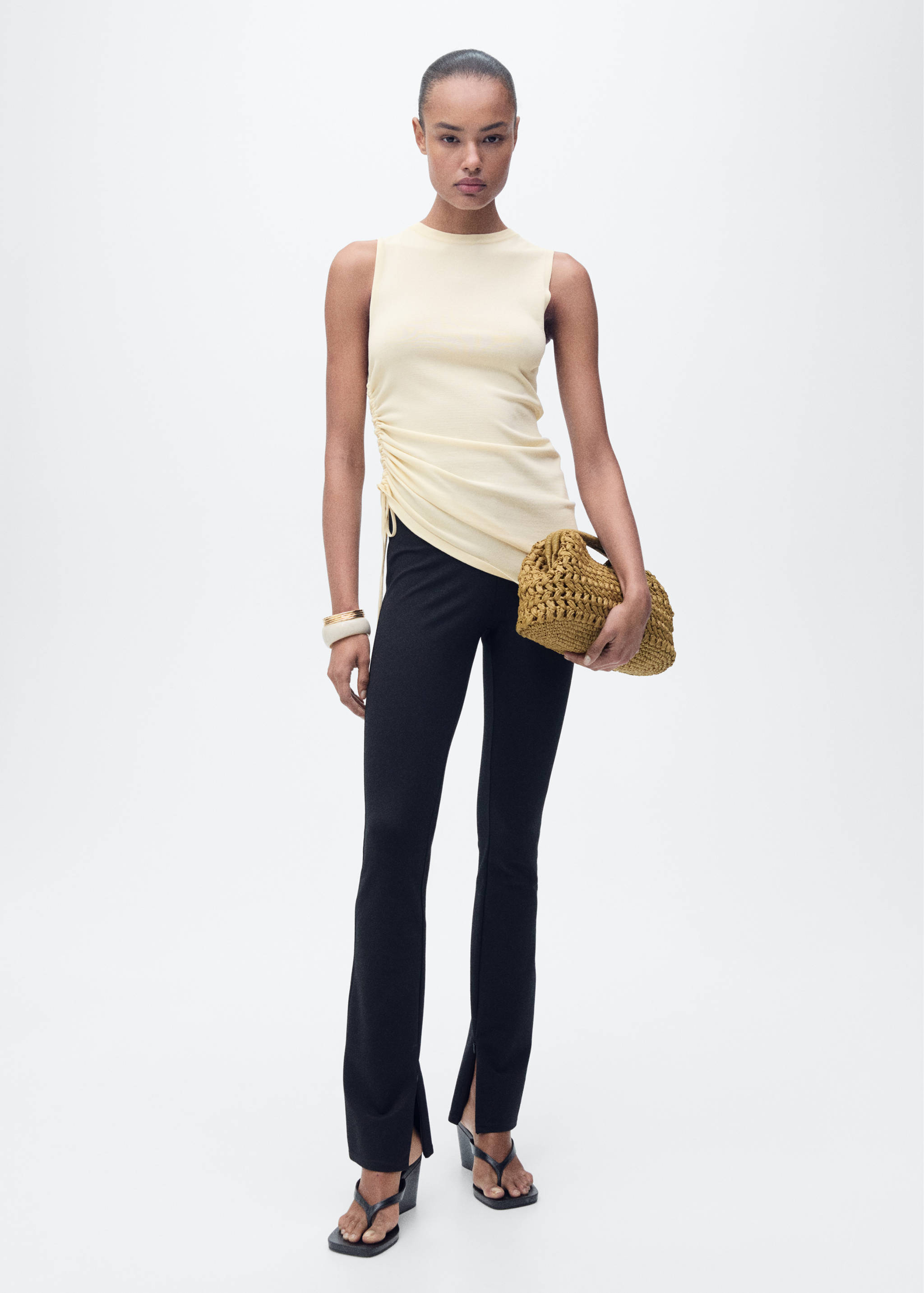 Side gathered knitted top - General plane