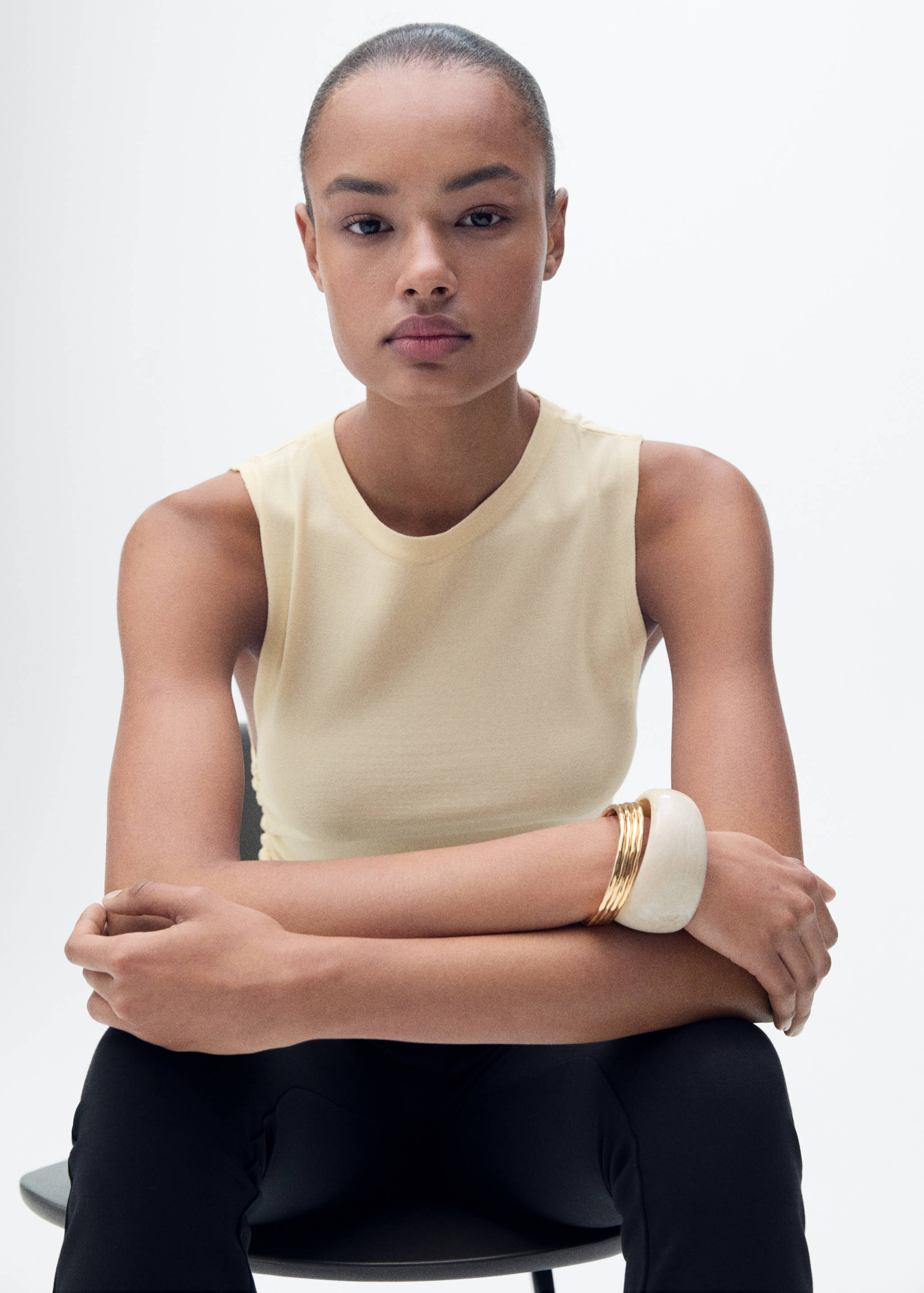 Side gathered knitted top - Details of the article 2