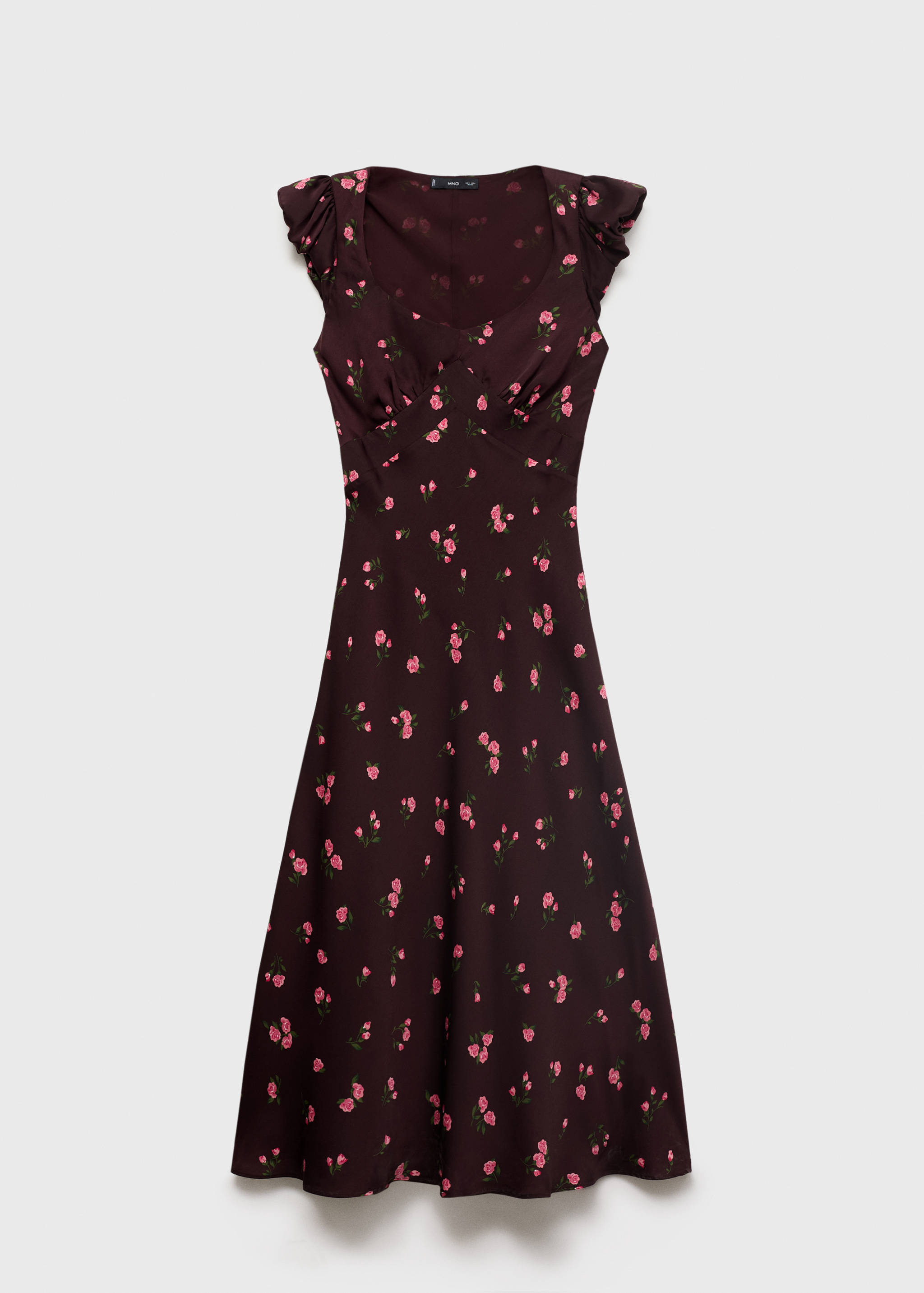 Robe mi-longue à fleurs manches courtes - Article sans modèle