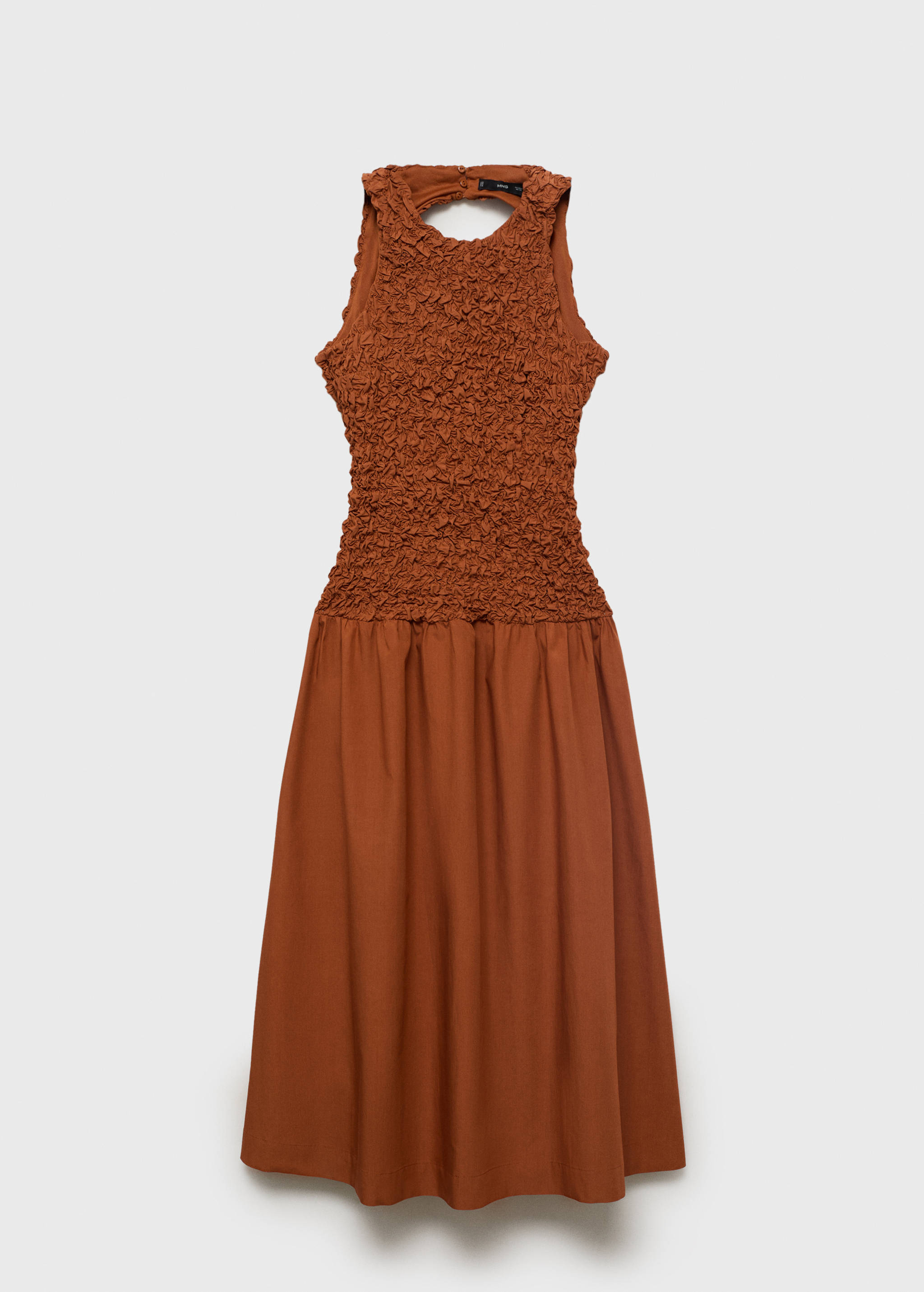 Combined open-back textured dress - Article without model