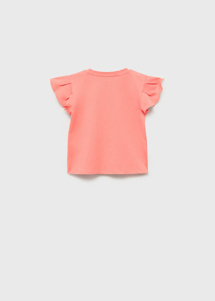 Ruffled sleeve T-shirt — Coral Red