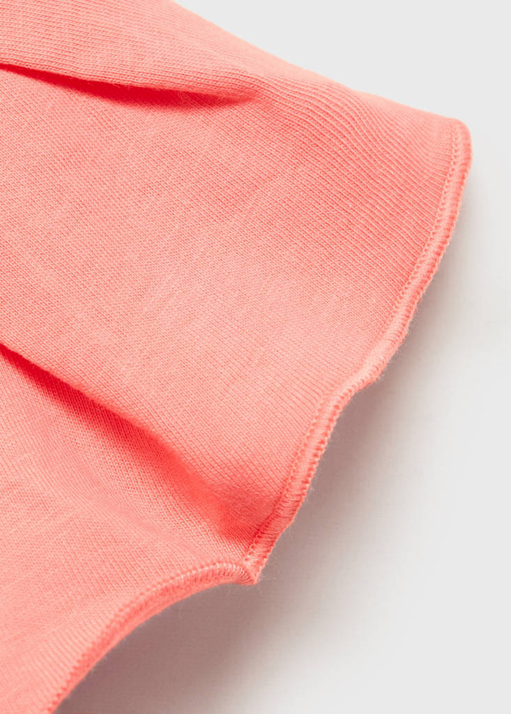 Ruffled sleeve T-shirt — Coral Red