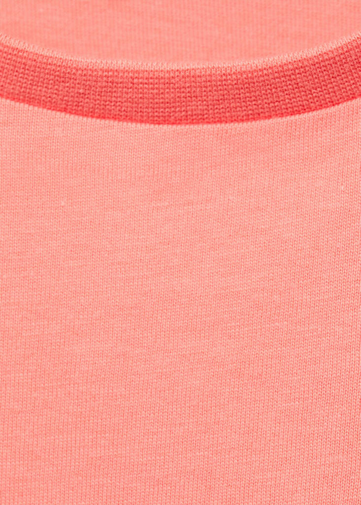 Ruffled sleeve T-shirt — Coral Red