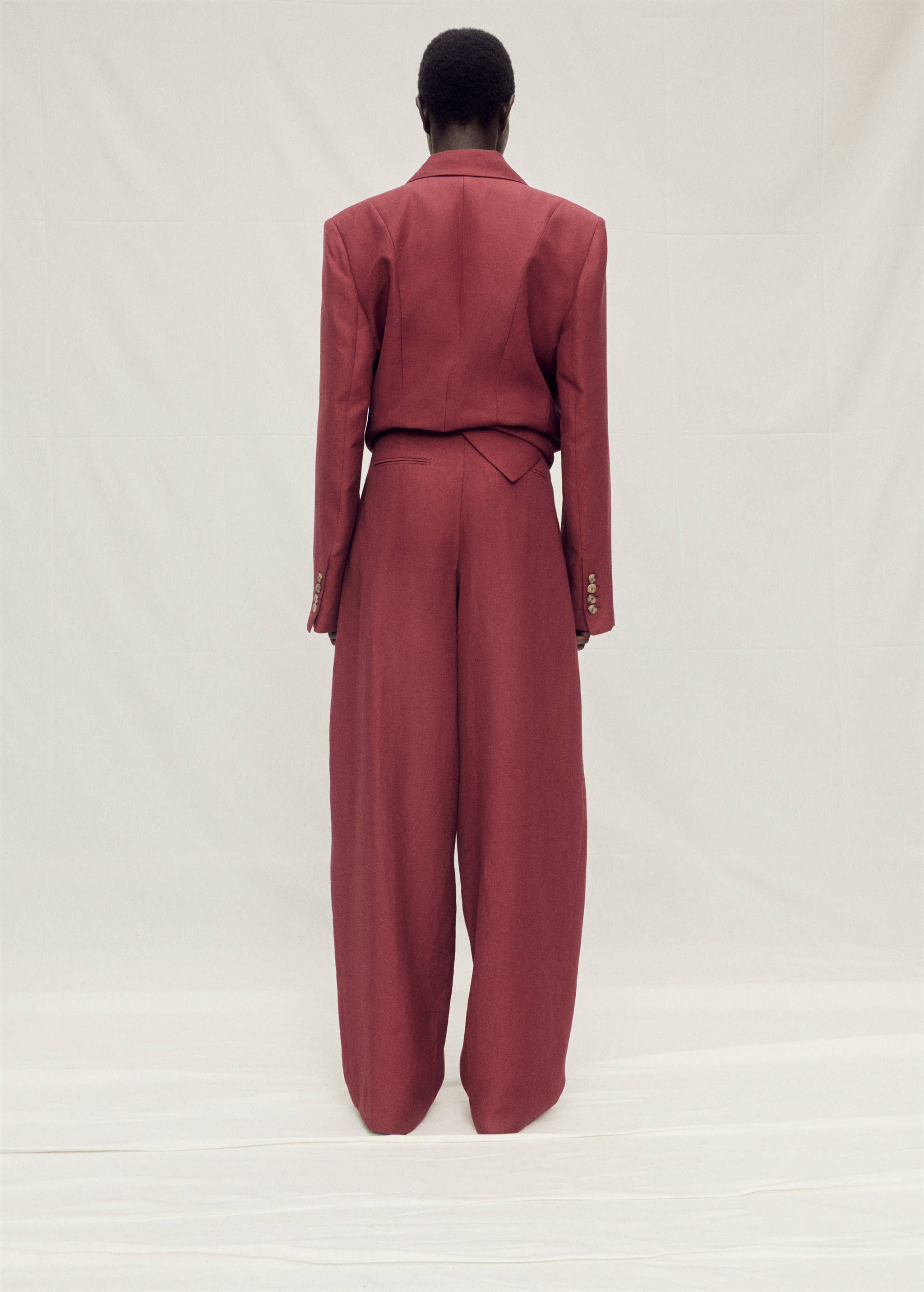 Wide leg linen-blend suit trousers - Reverse of the article