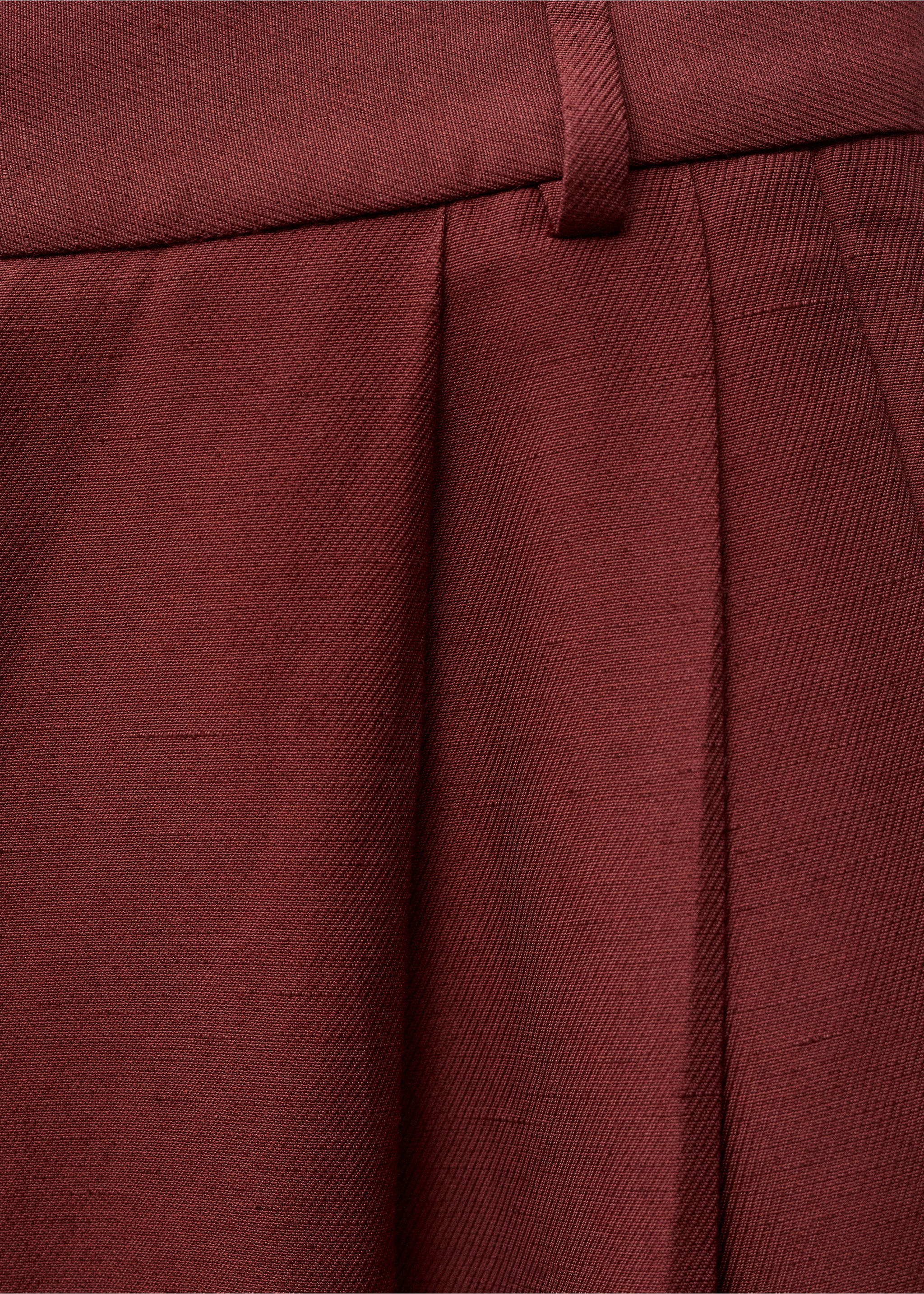 Wide leg linen-blend suit trousers - Details of the article 0, Wine. Ref: 87007721-00.