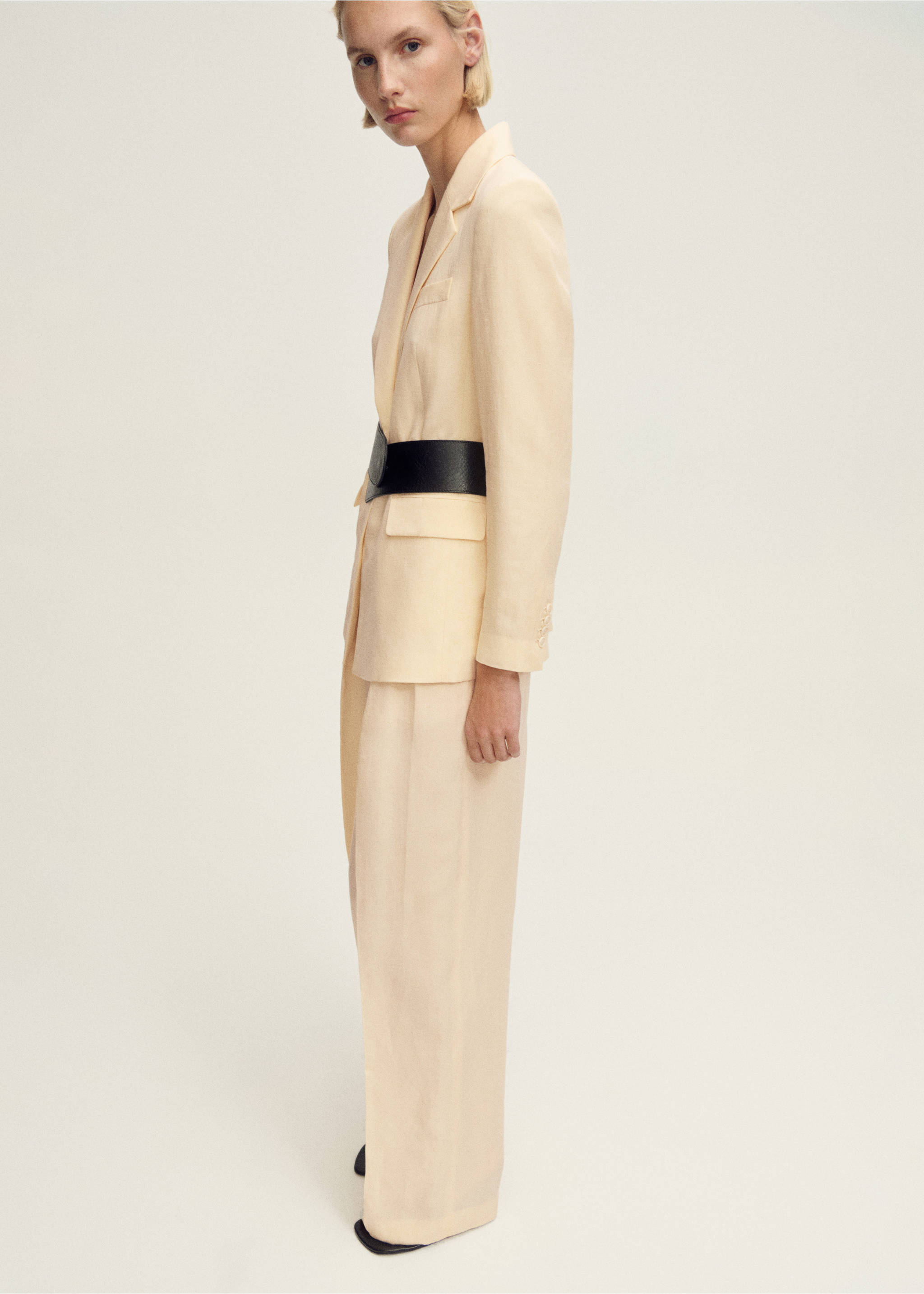 Straight-fit linen-blend suit trousers - General plane, Vanilla. Ref: 87007722-00.