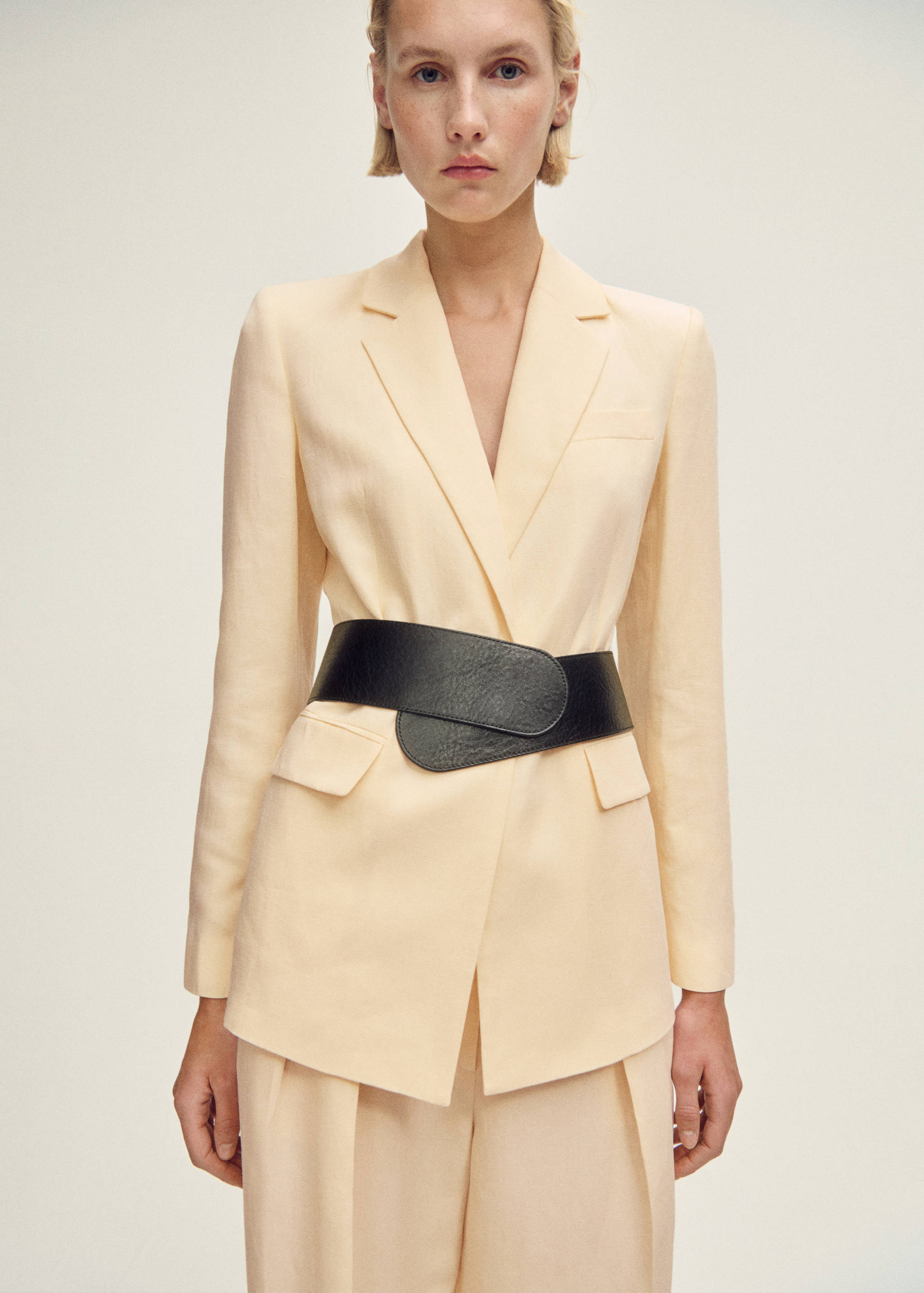 Straight-fit linen-blend suit pants - Details of the article 1