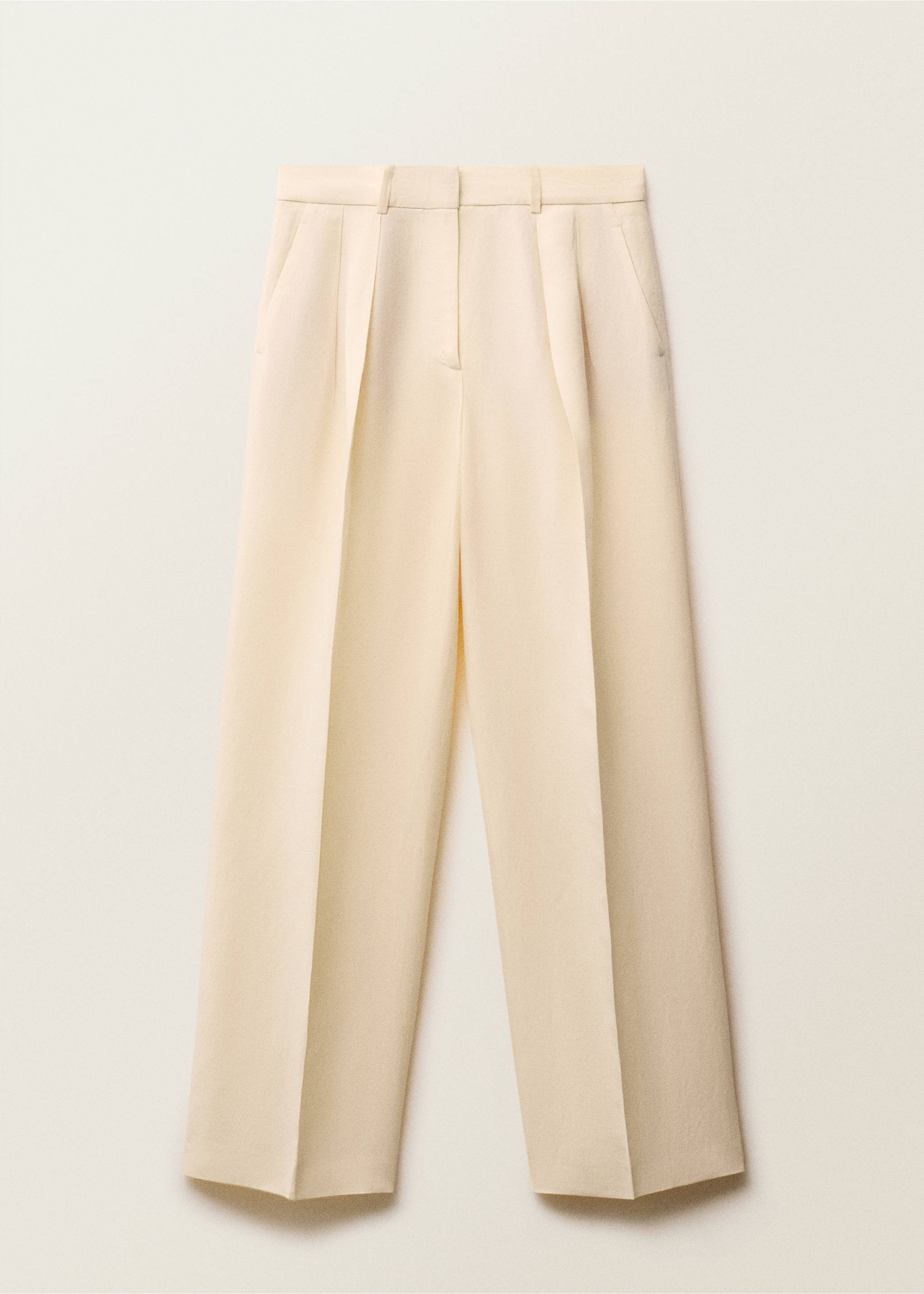 Straight-fit linen-blend suit trousers - Article without model, Vanilla. Ref: 87007722-00.